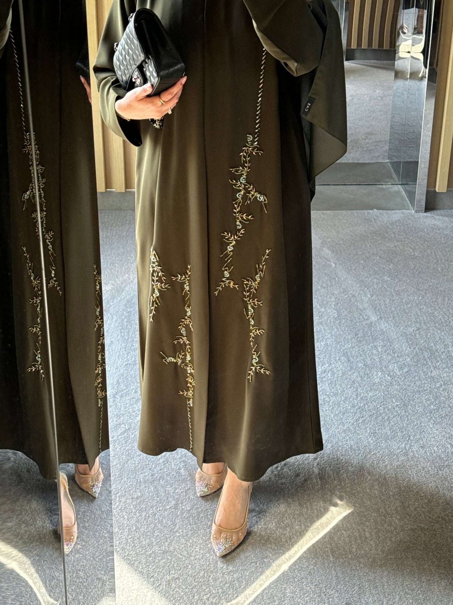 C 0718 Olive Beaded Abaya