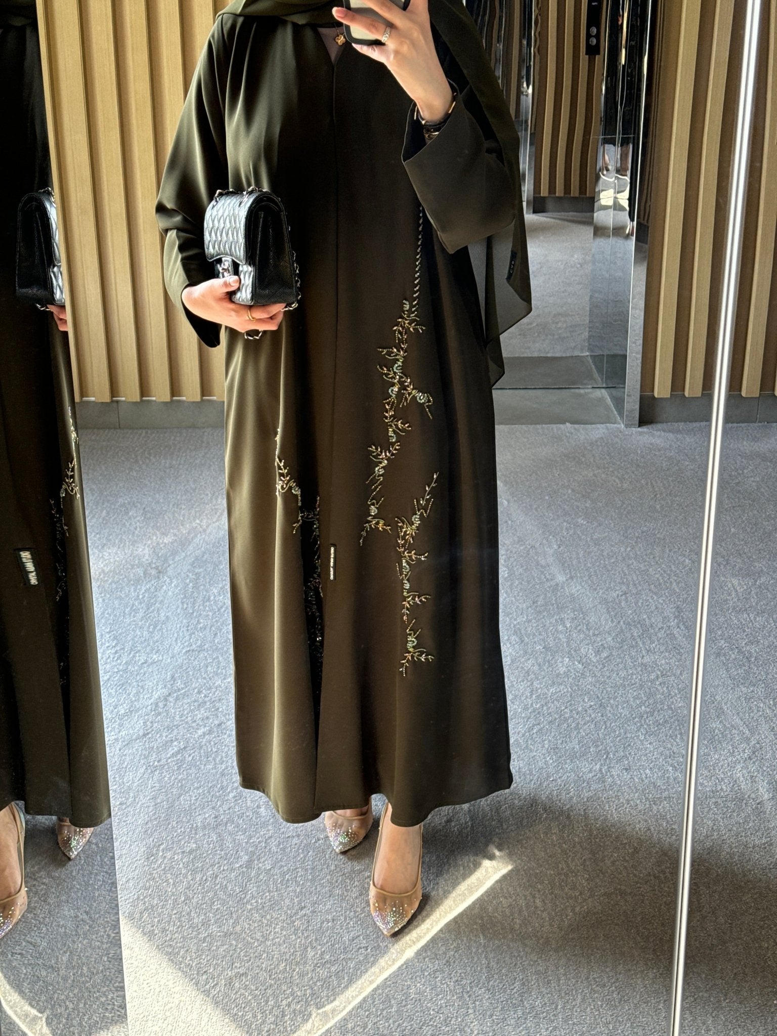 C 0718 Olive Beaded Abaya