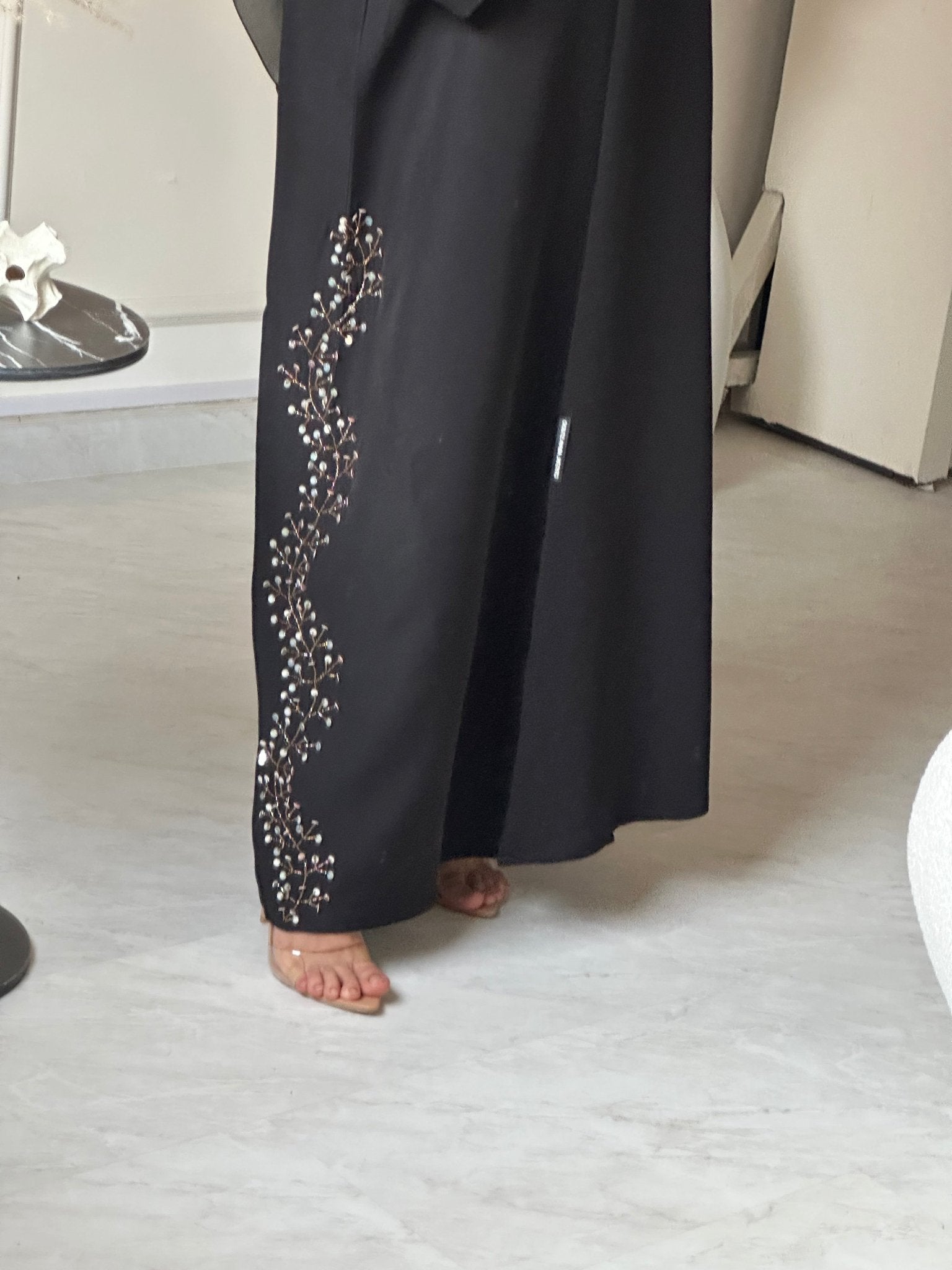 C 0719 Beaded Black Abaya