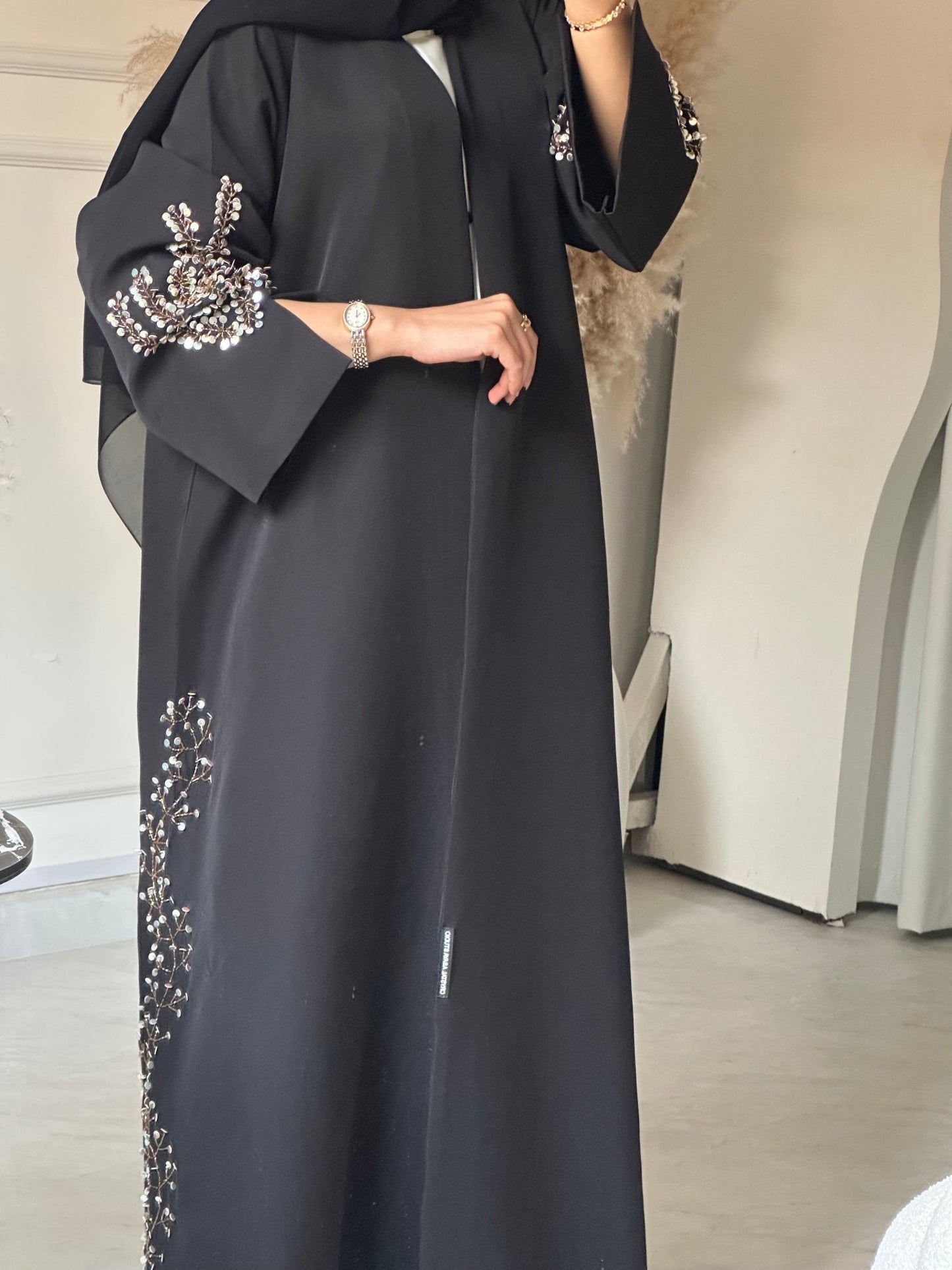 C 0719 Beaded Black Abaya