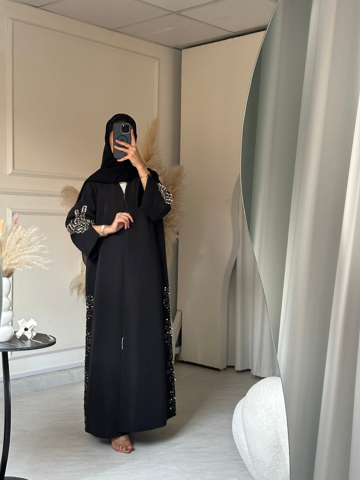 C 0719 Beaded Black Abaya