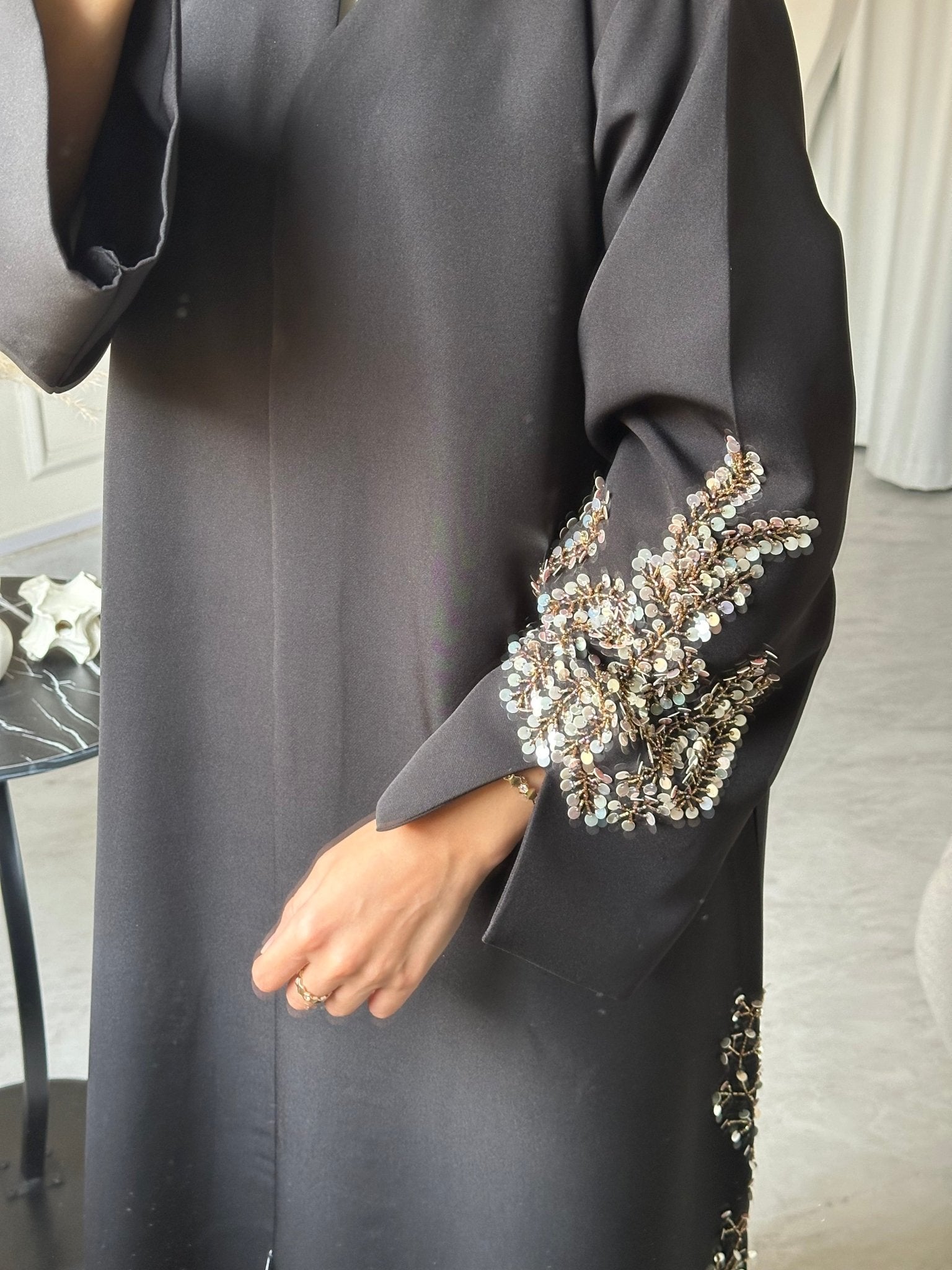 C 0719 Beaded Black Abaya