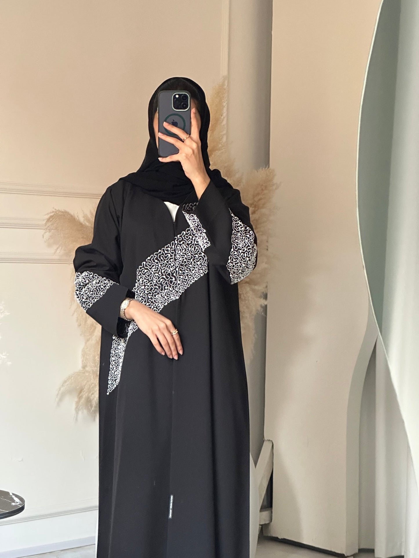 C 0720 Beaded Black Abaya