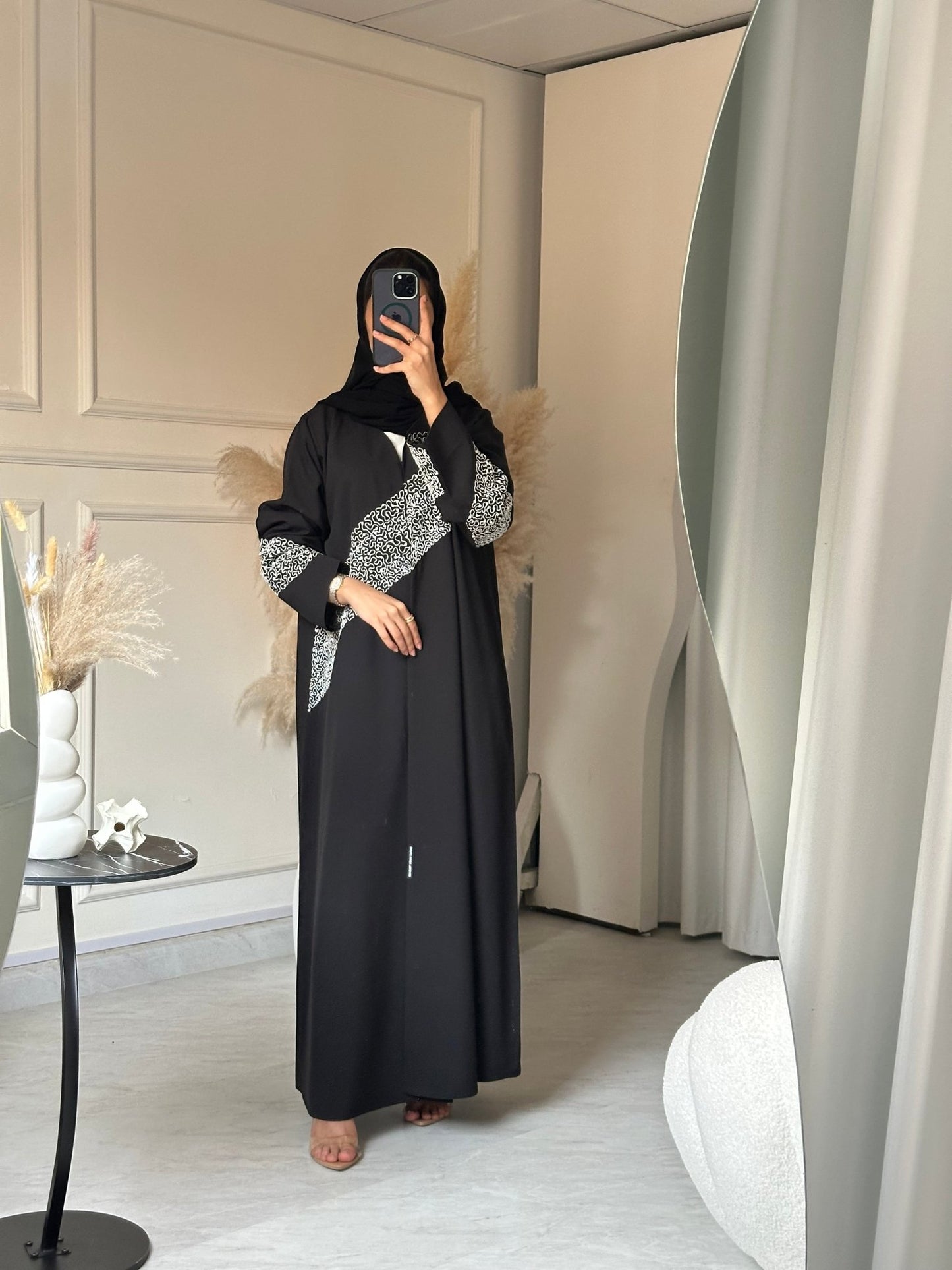 C 0720 Beaded Black Abaya