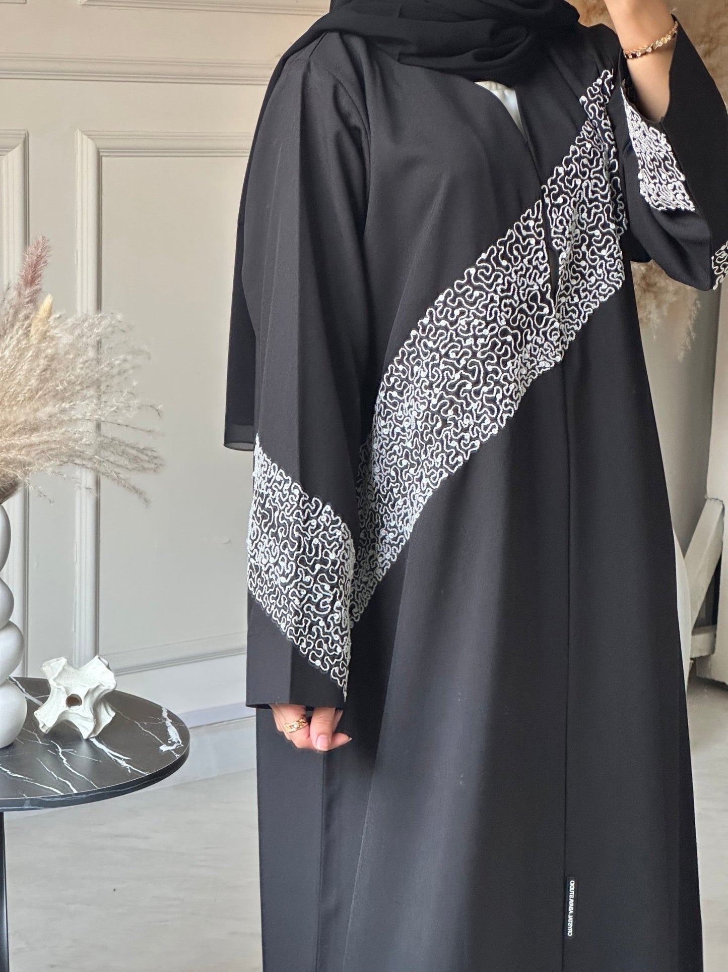 C 0720 Beaded Black Abaya