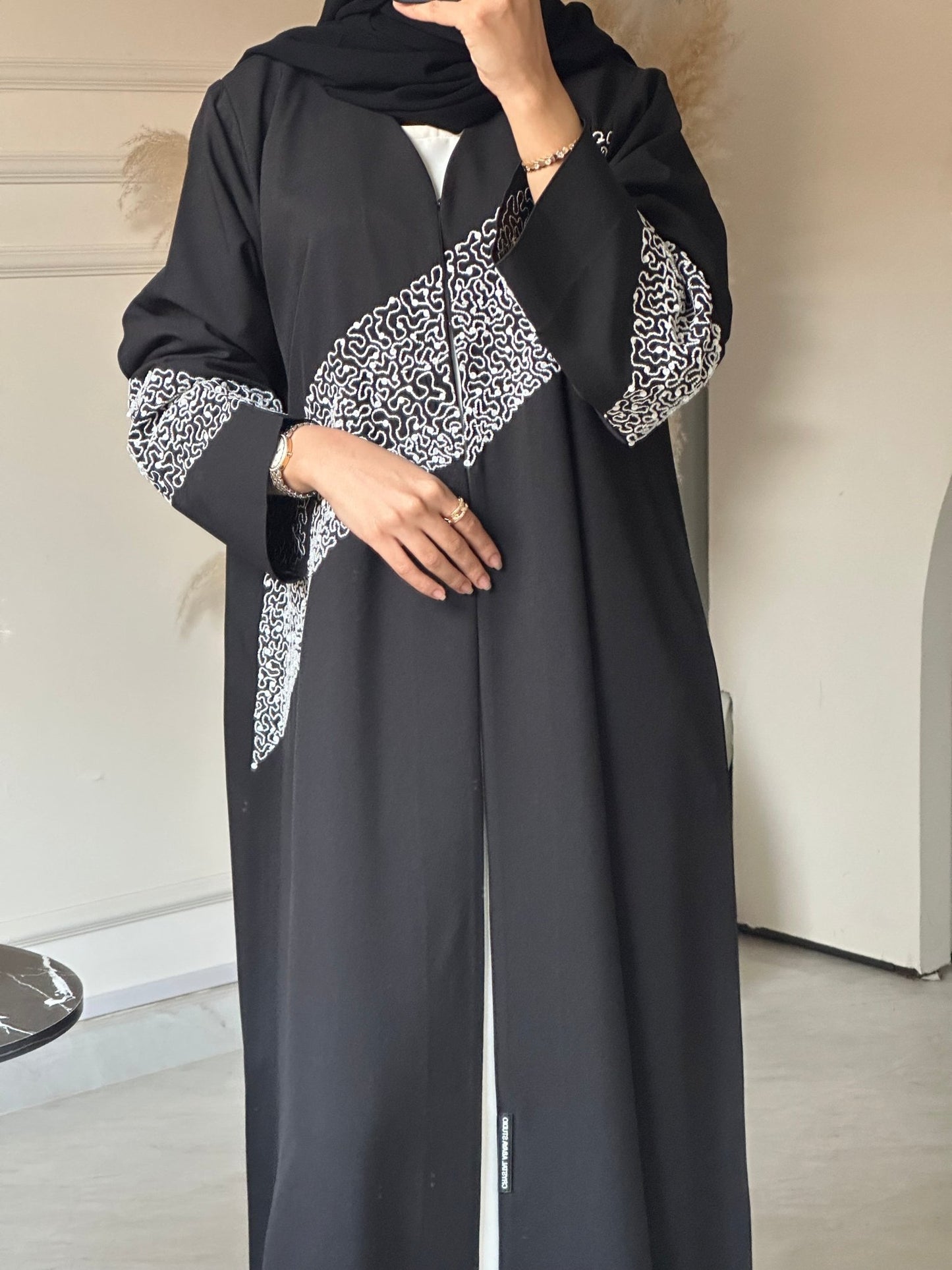 C 0720 Beaded Black Abaya