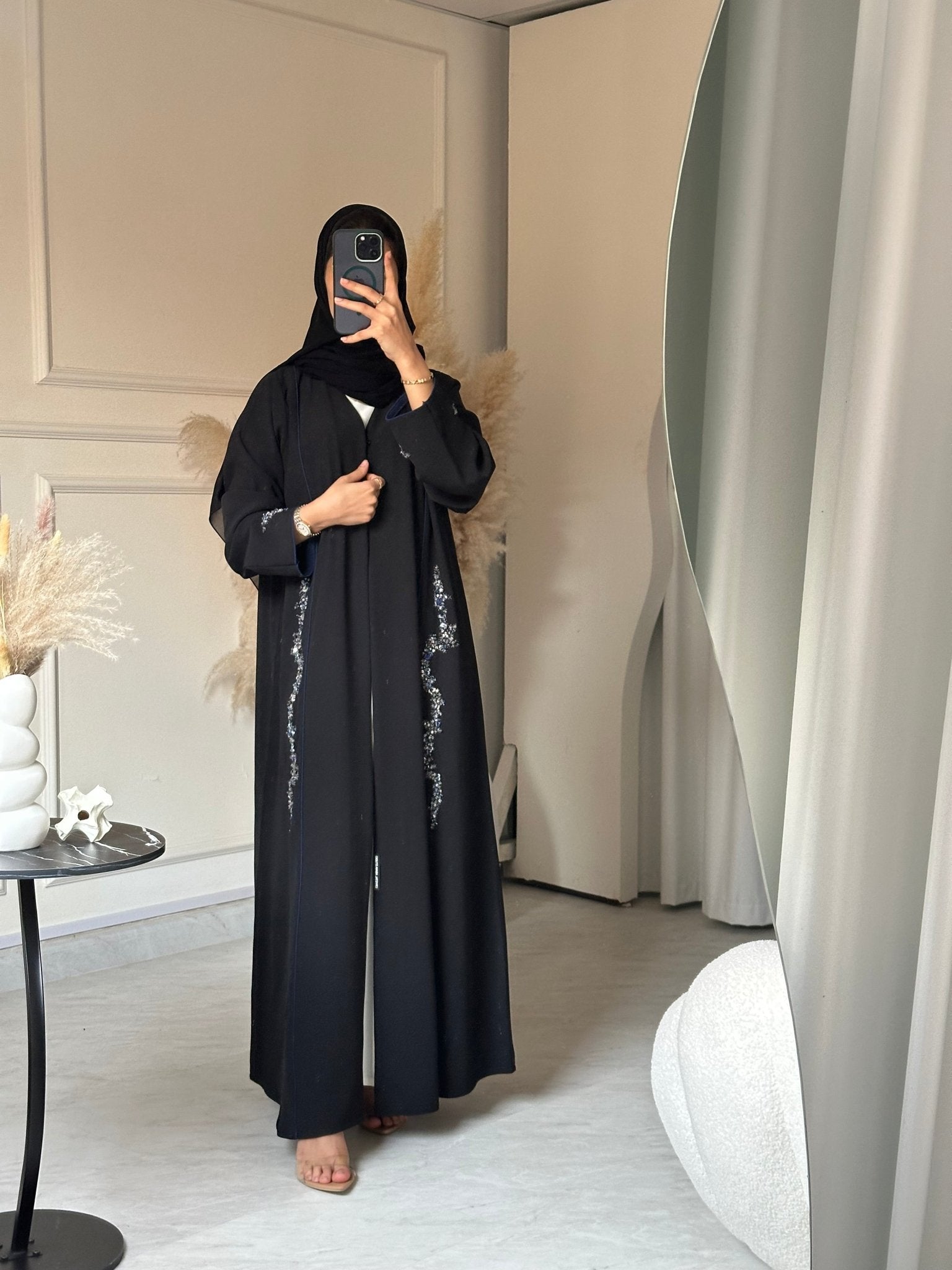 C 0721 Beaded Black Abaya