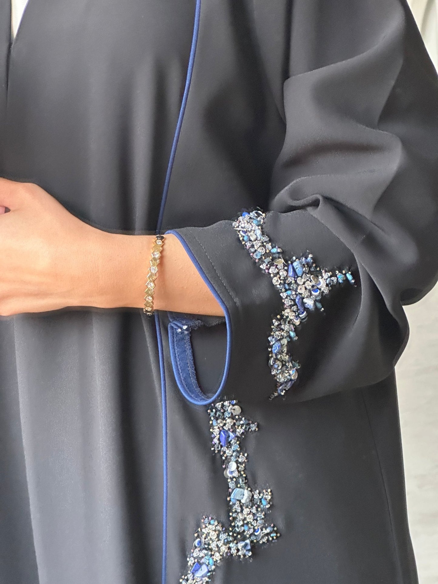 C 0721 Beaded Black Abaya