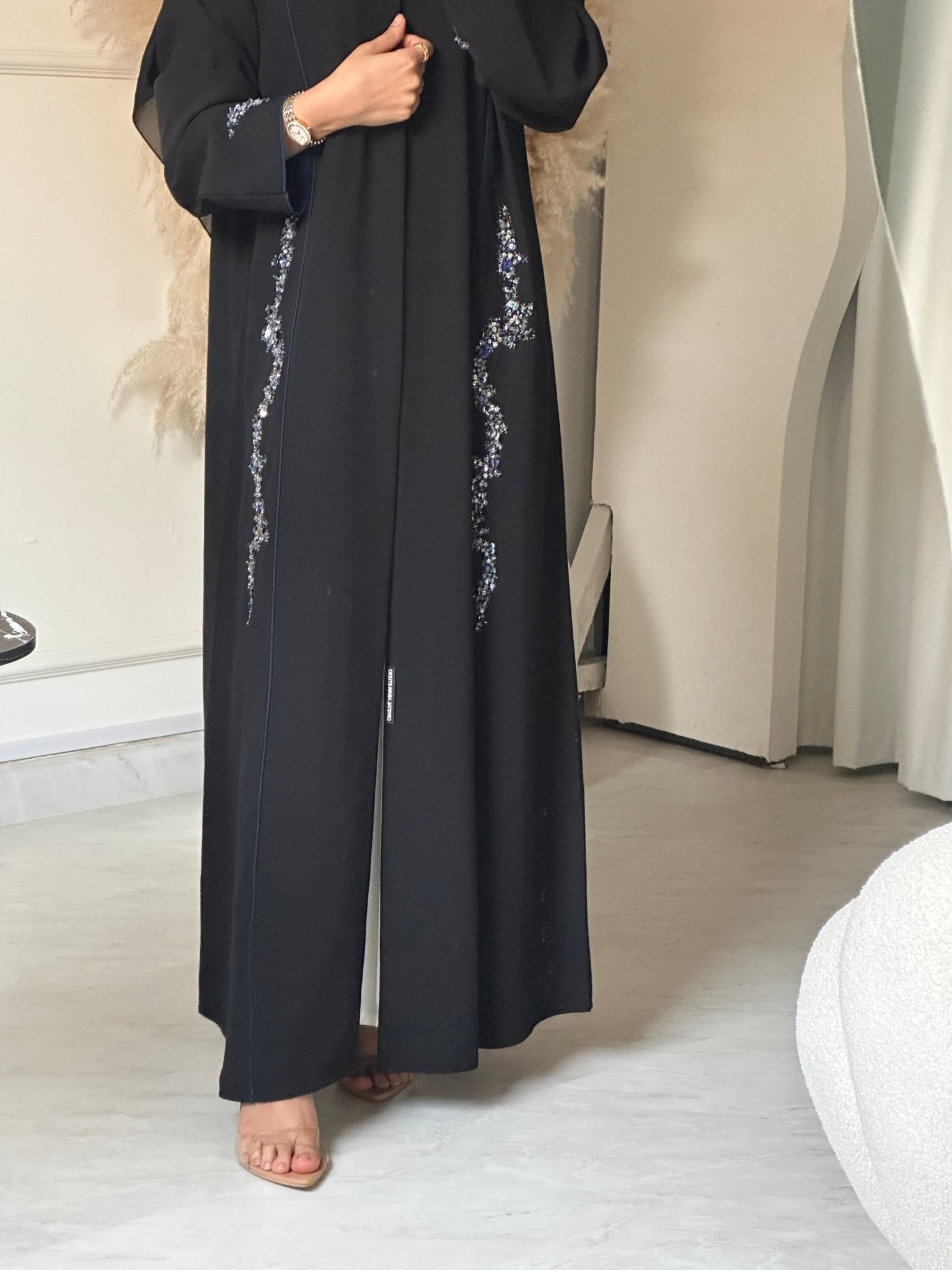 C 0721 Beaded Black Abaya