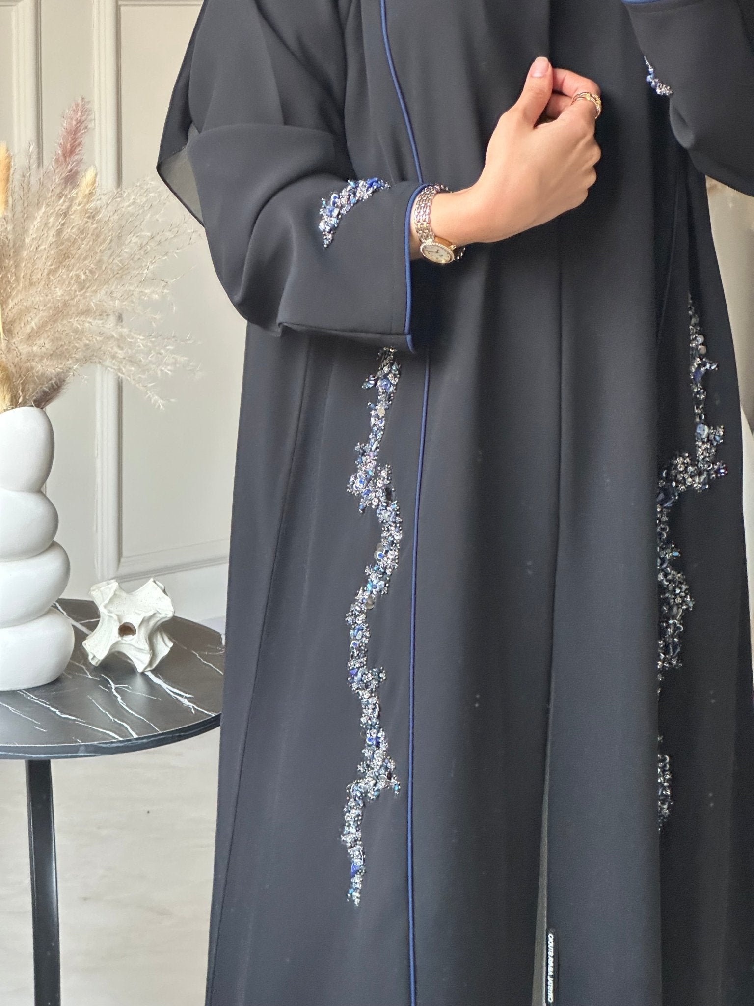 C 0721 Beaded Black Abaya