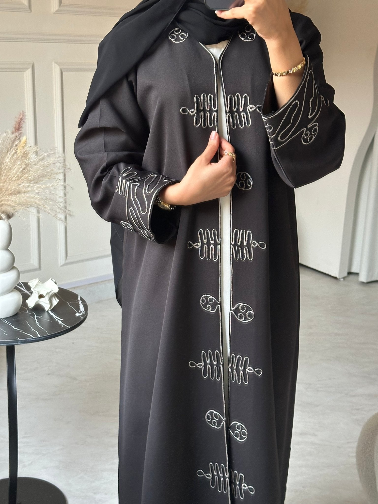 C 0722 Embroidered Black Abaya