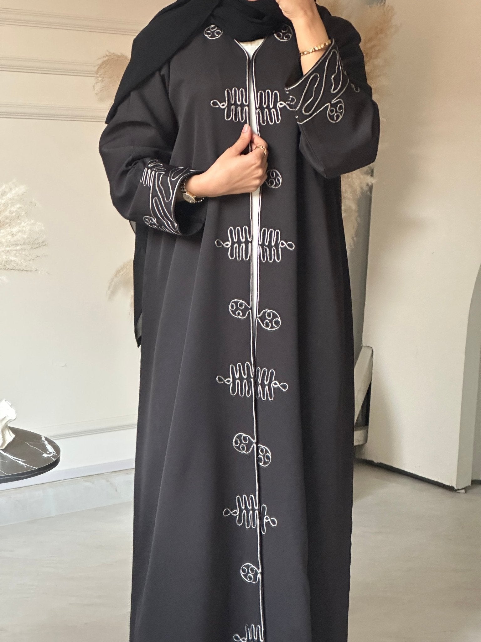 C 0722 Embroidered Black Abaya