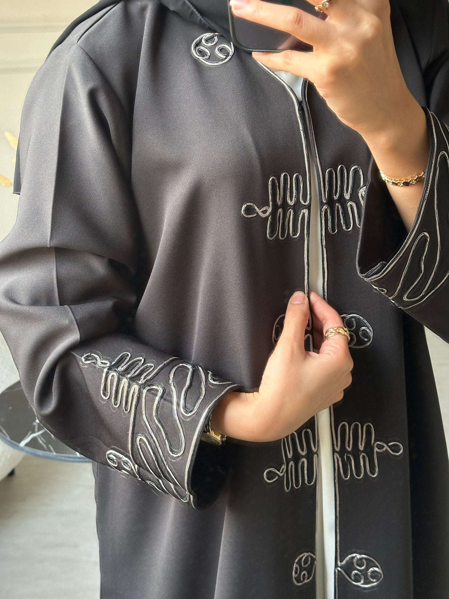 C 0722 Embroidered Black Abaya