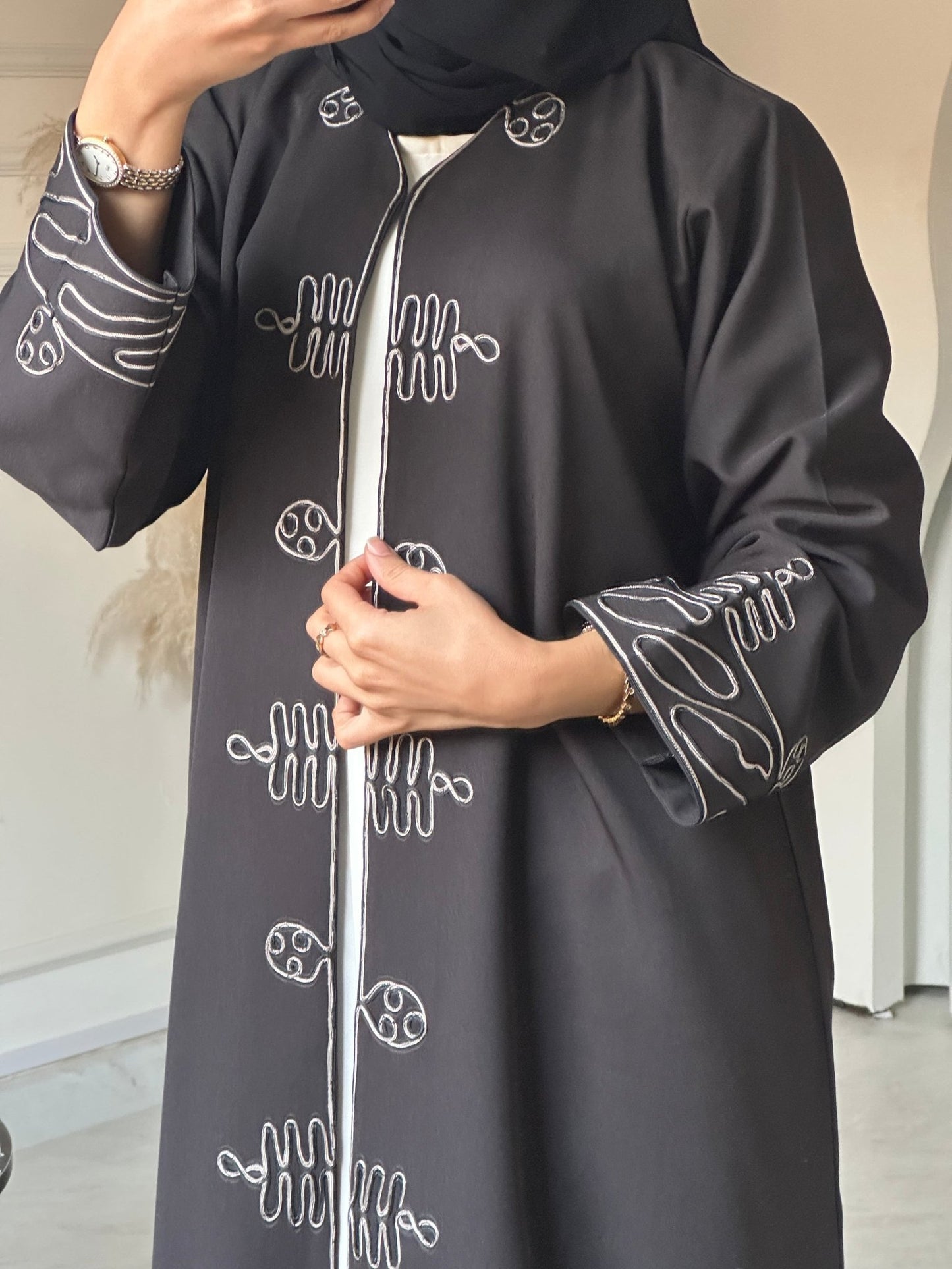 C 0722 Embroidered Black Abaya