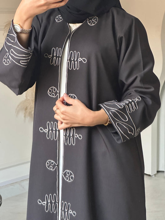 C 0722 Embroidered Black Abaya