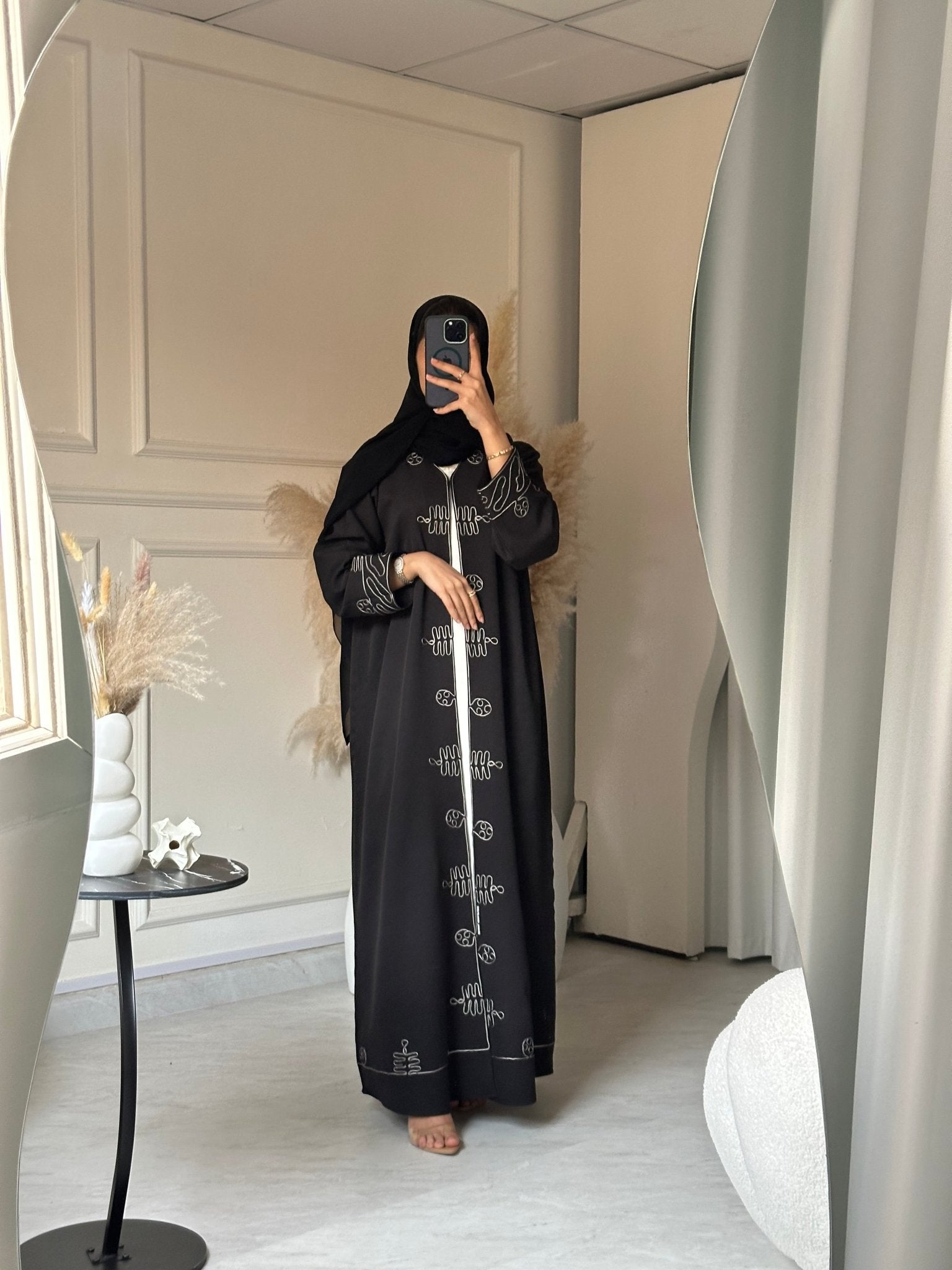 C 0722 Embroidered Black Abaya