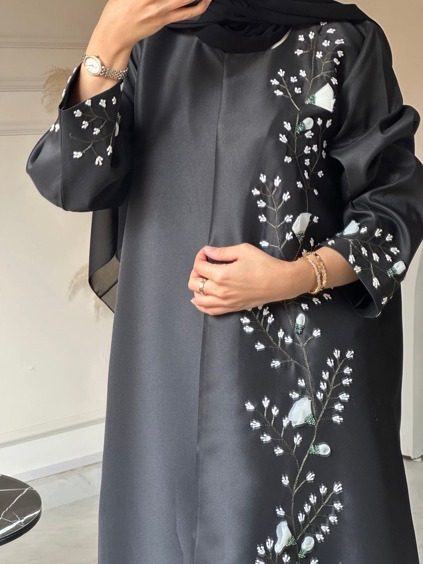 C 0729 Handwork Black Abaya