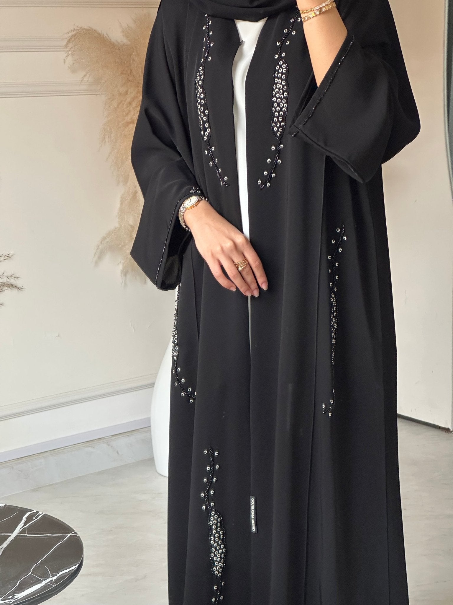 C 0730 Beaded Black Abaya