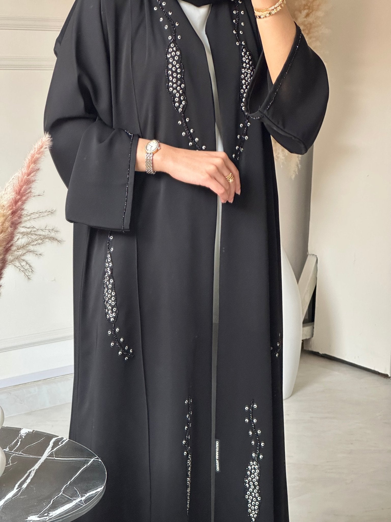 C 0730 Beaded Black Abaya