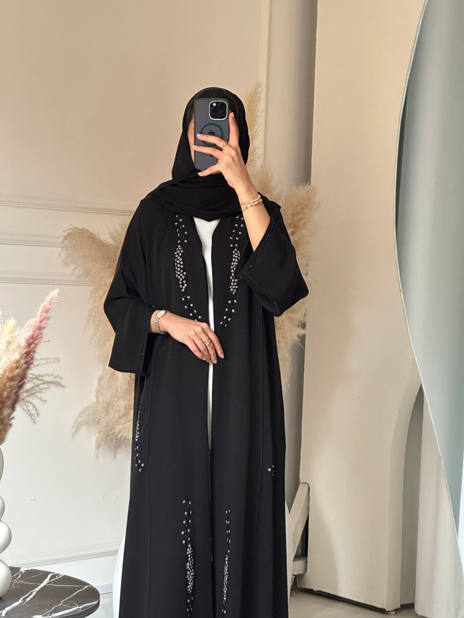 C 0730 Beaded Black Abaya