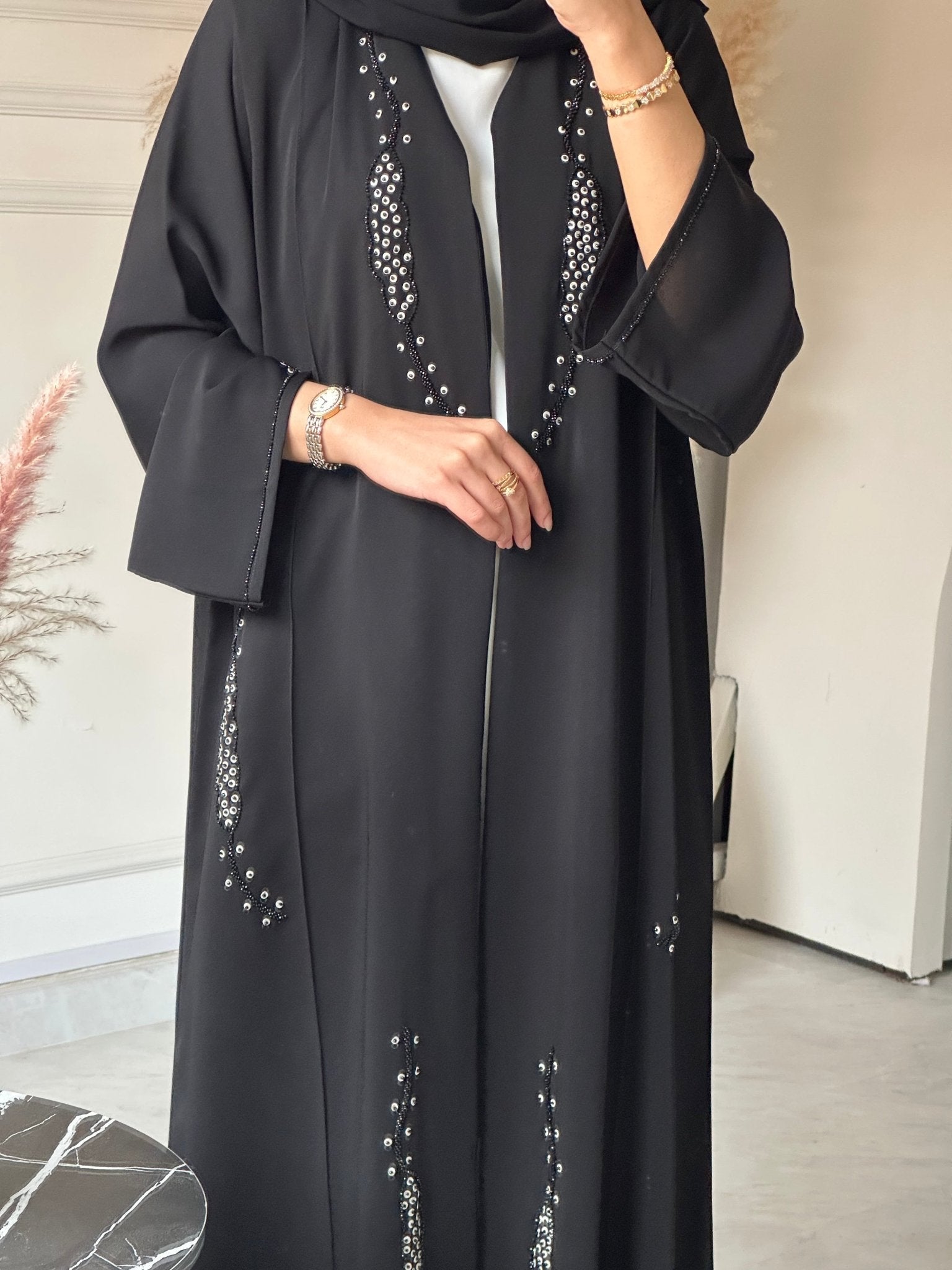 C 0730 Beaded Black Abaya