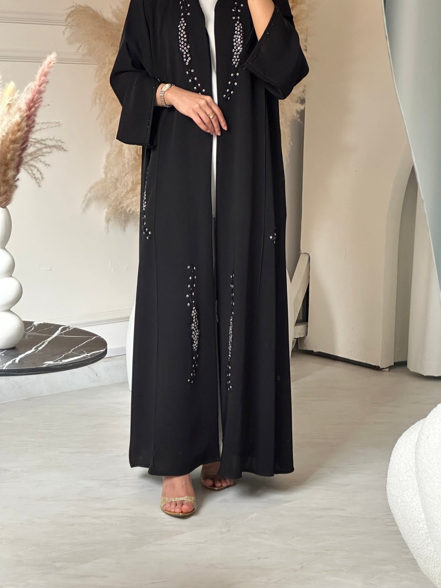 C 0730 Beaded Black Abaya