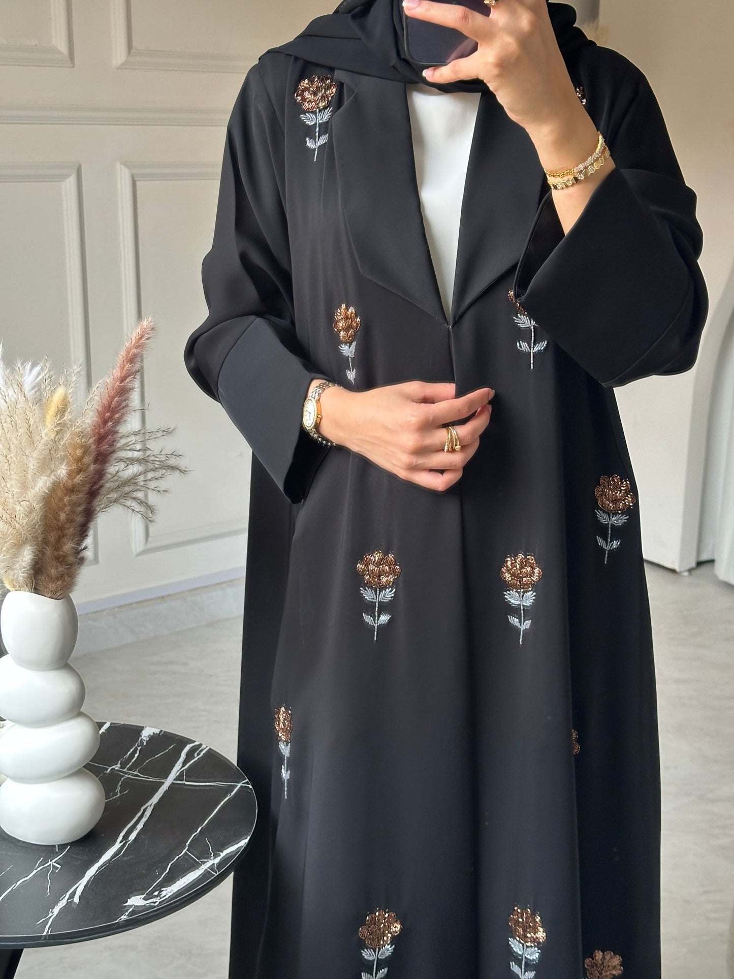 C 0731 Beaded Black Abaya