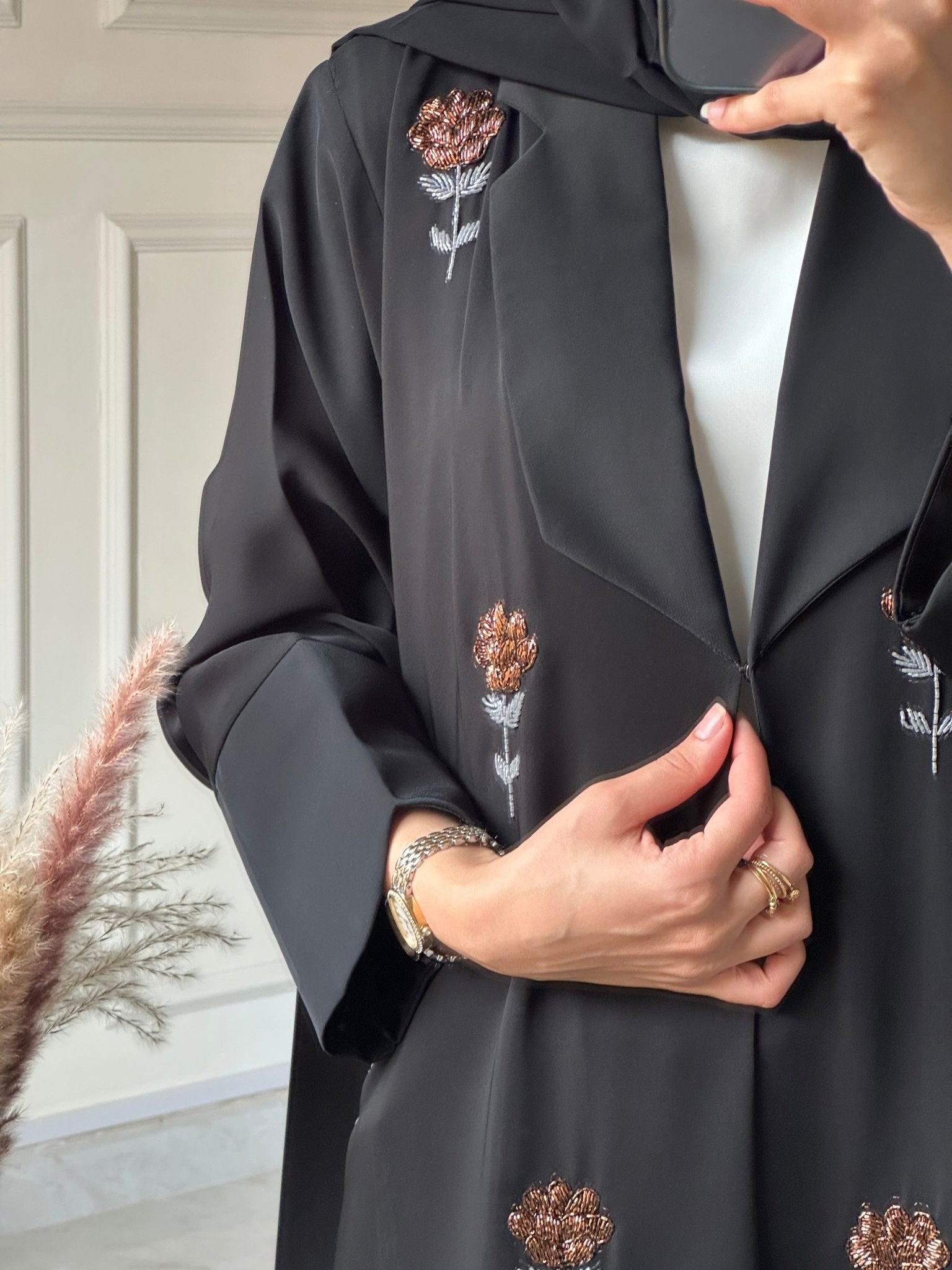 C 0731 Beaded Black Abaya