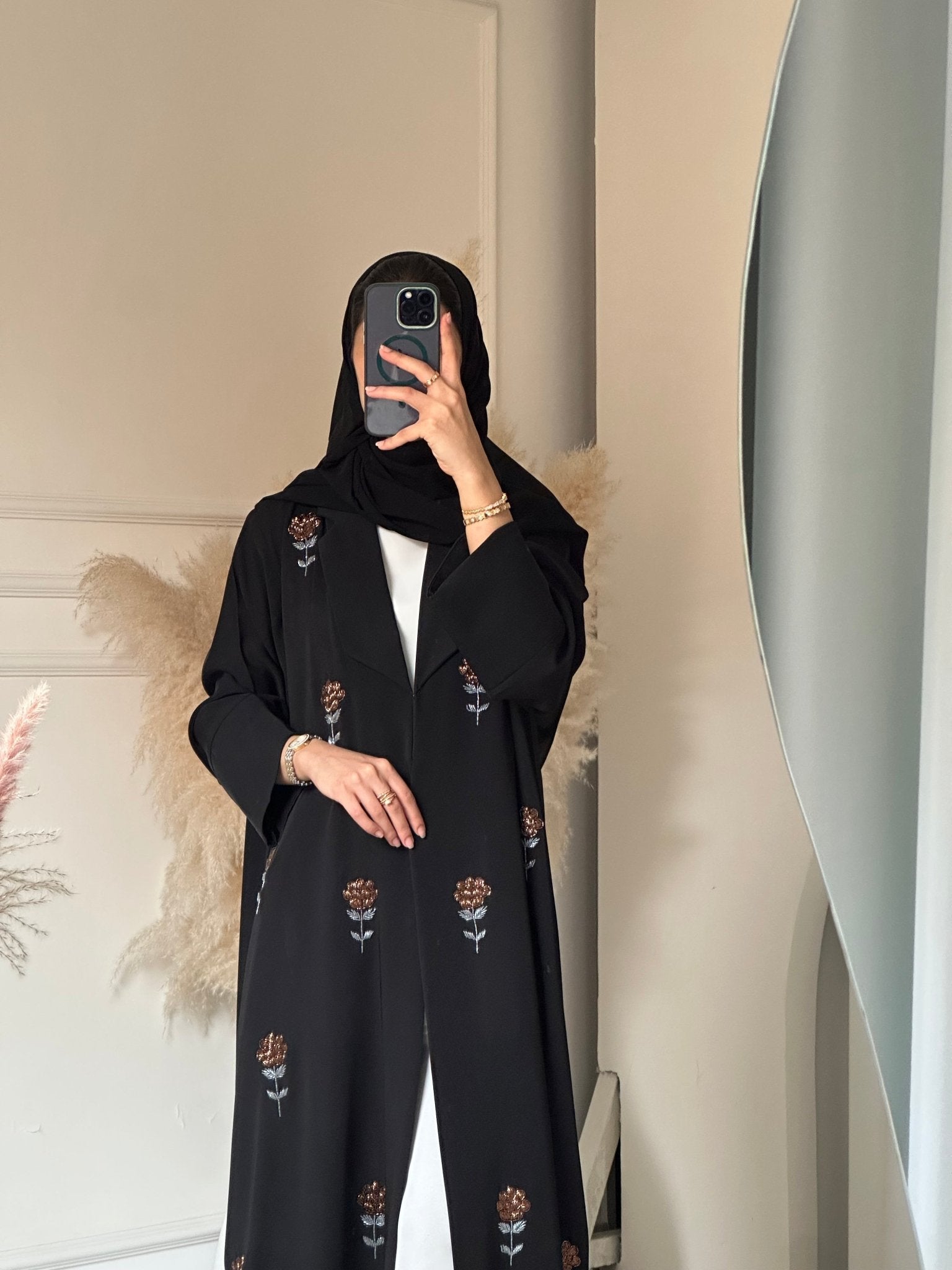 C 0731 Beaded Black Abaya