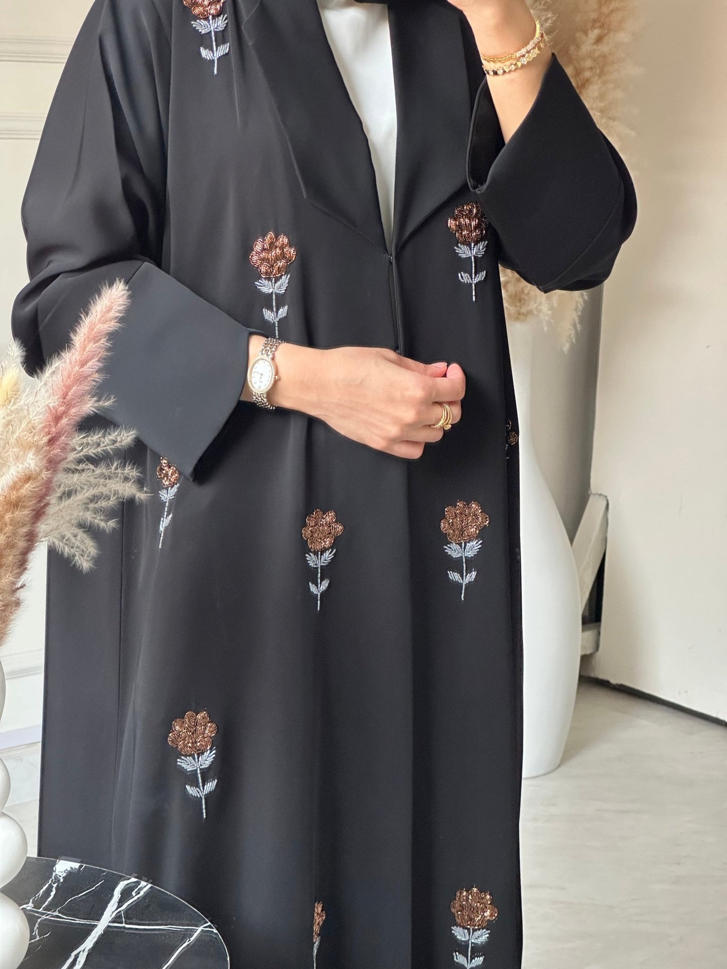 C 0731 Beaded Black Abaya