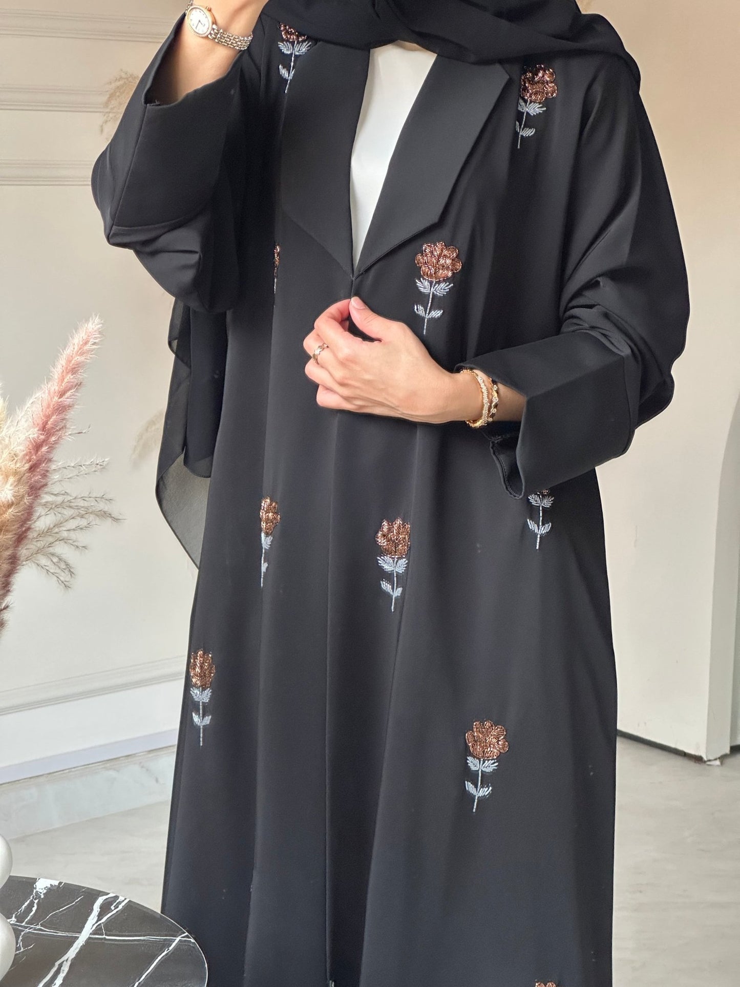 C 0731 Beaded Black Abaya