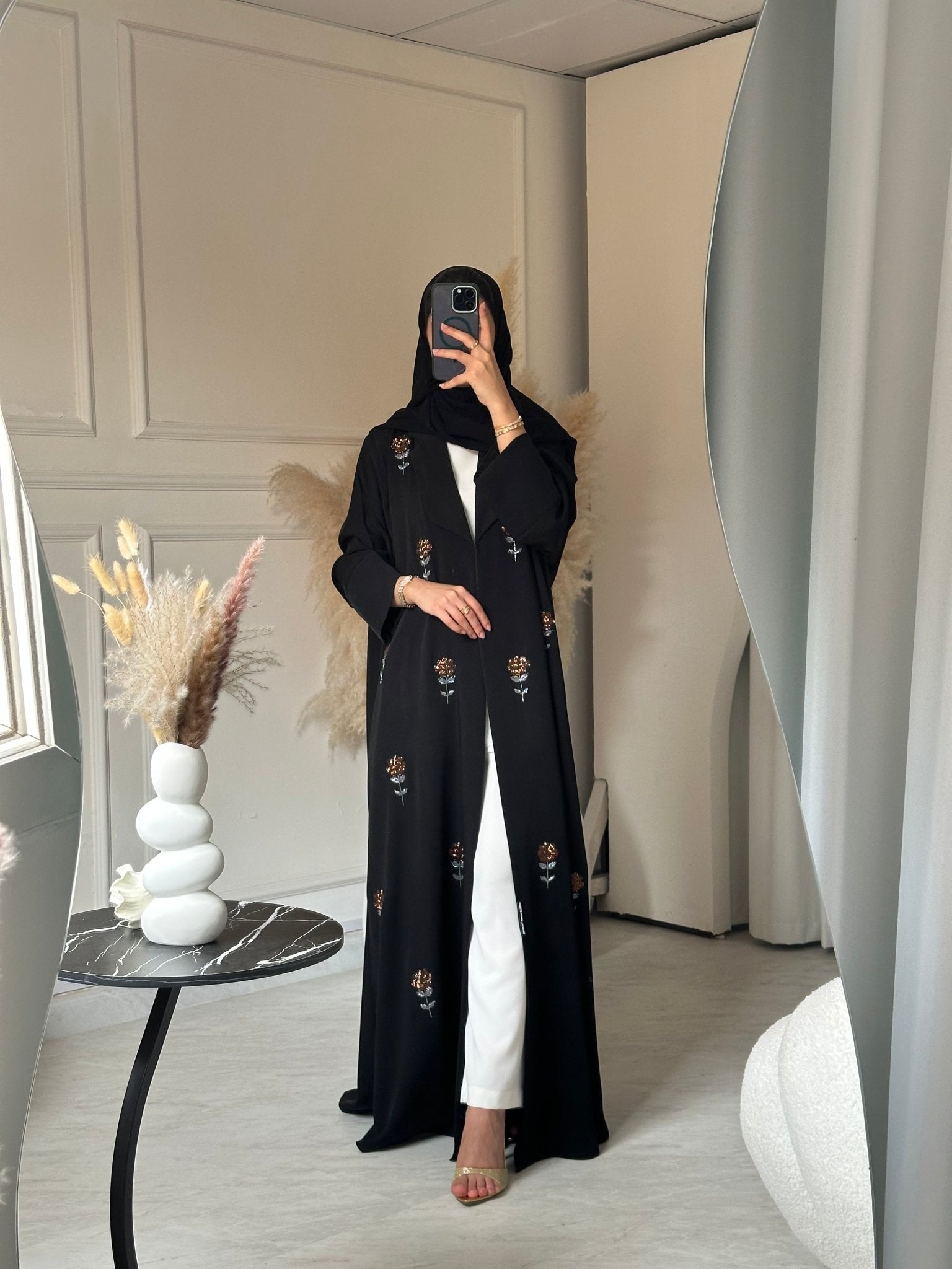 C 0731 Beaded Black Abaya