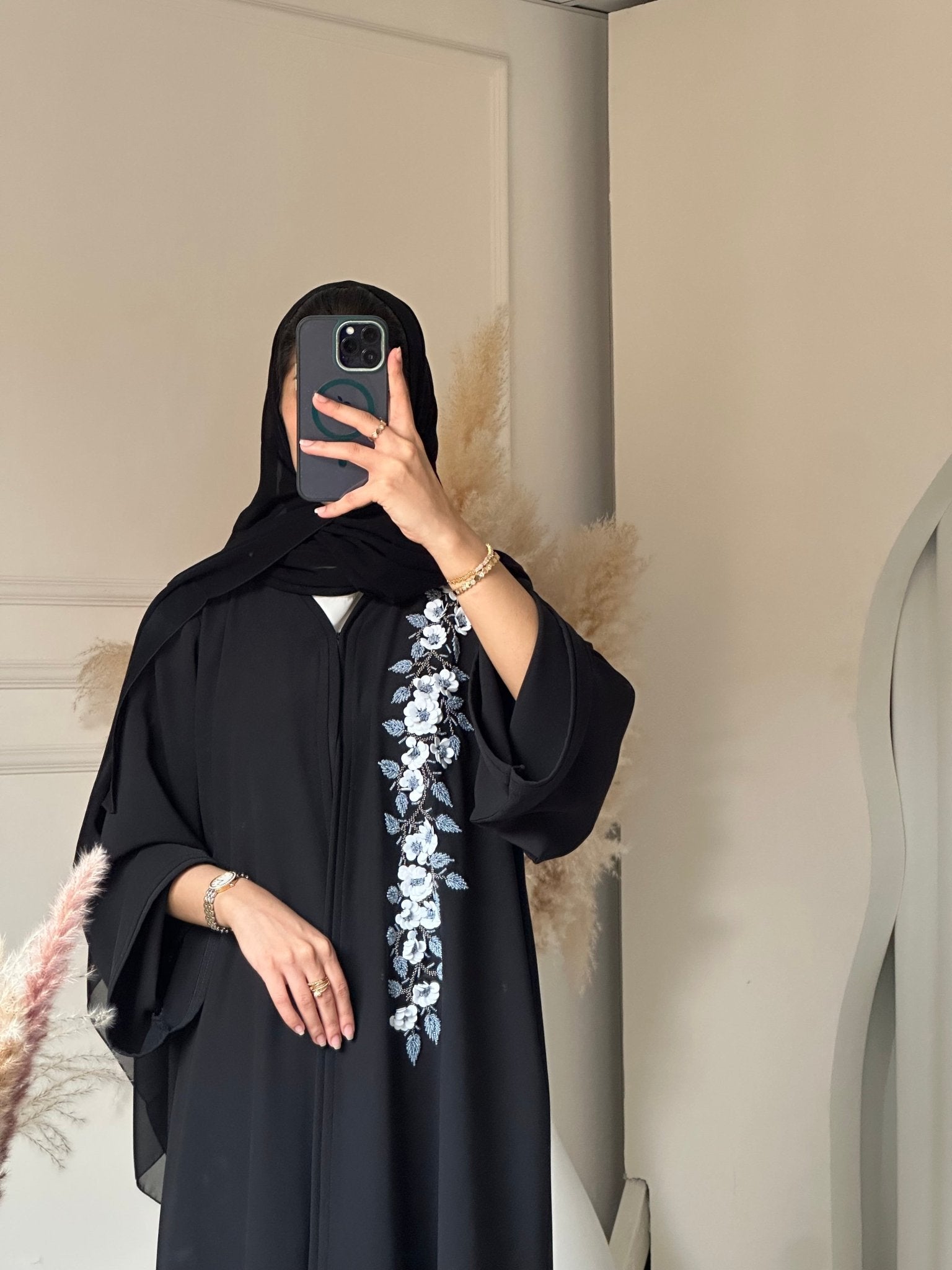 C 0732 Beaded Black Abaya