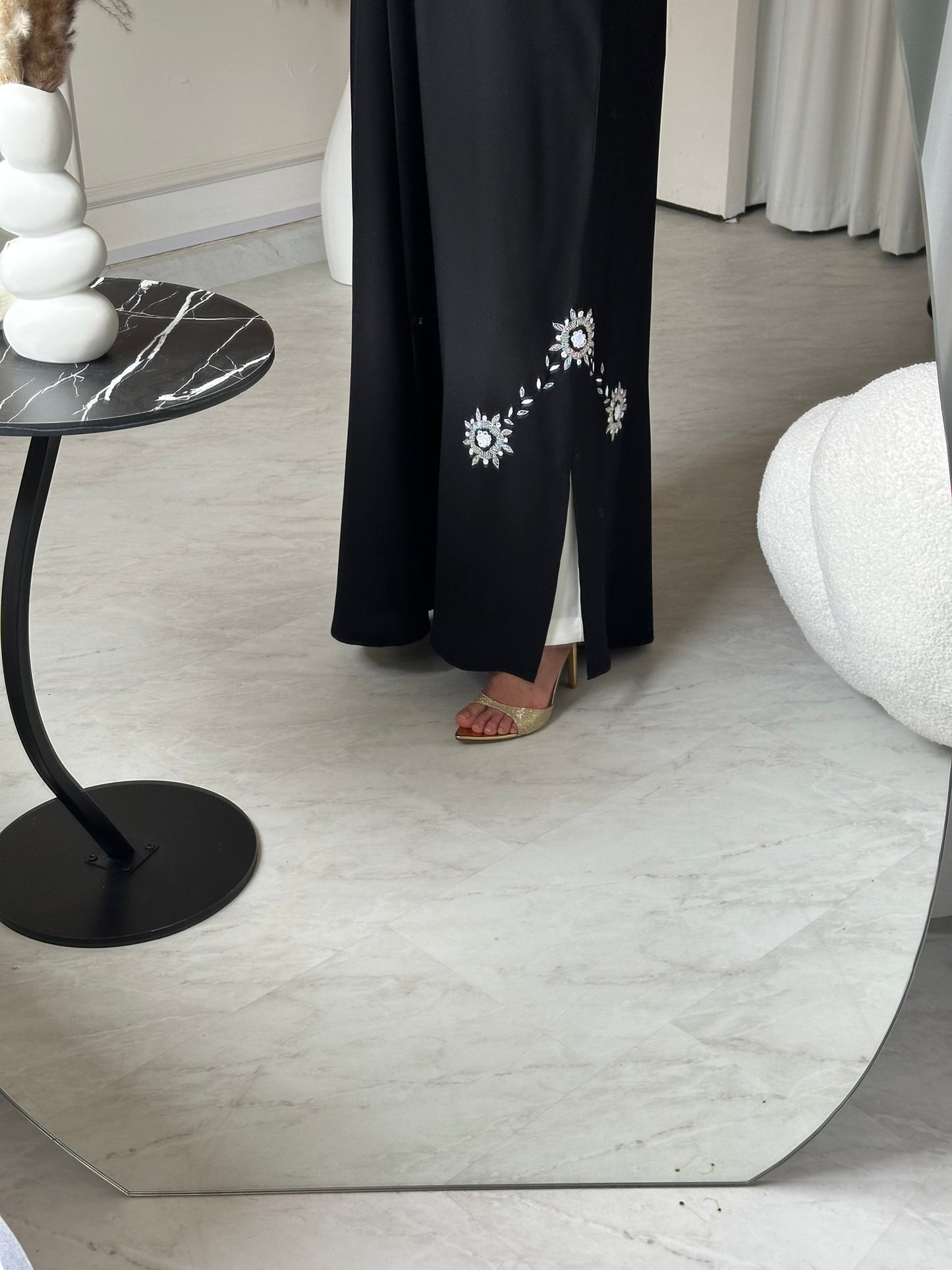 C 0733 Beaded Black Abaya