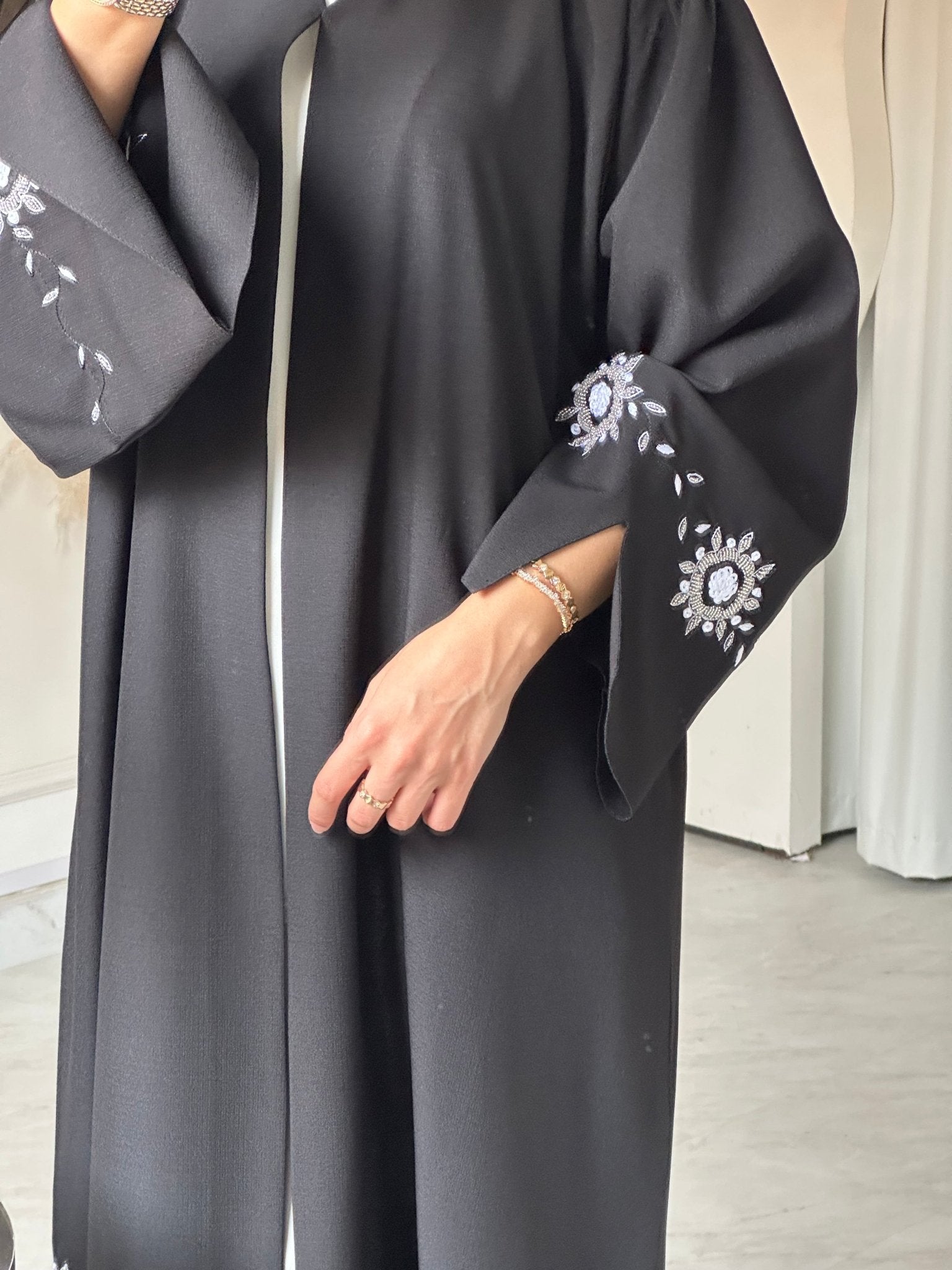 C 0733 Beaded Black Abaya