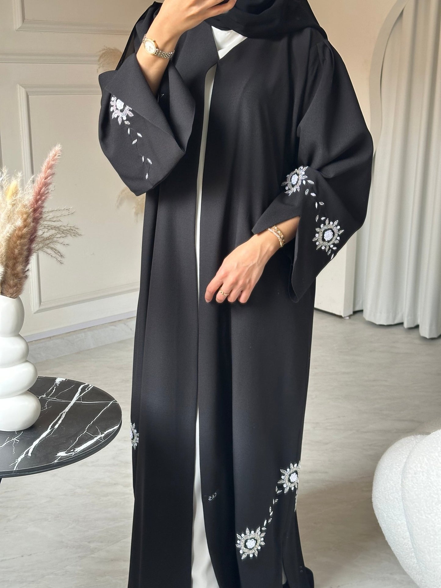 C 0733 Beaded Black Abaya