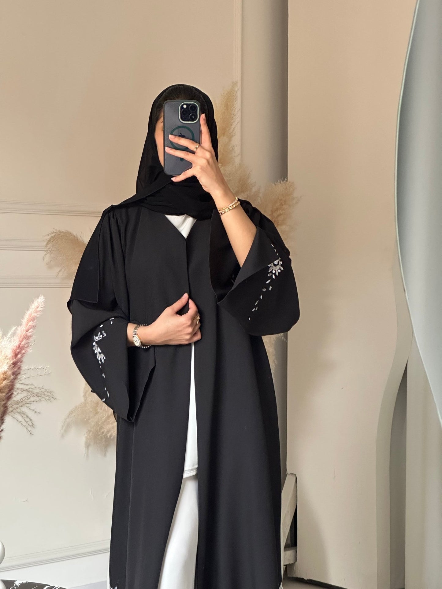 C 0733 Beaded Black Abaya