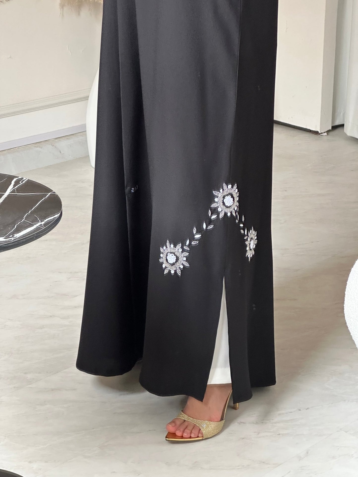 C 0733 Beaded Black Abaya