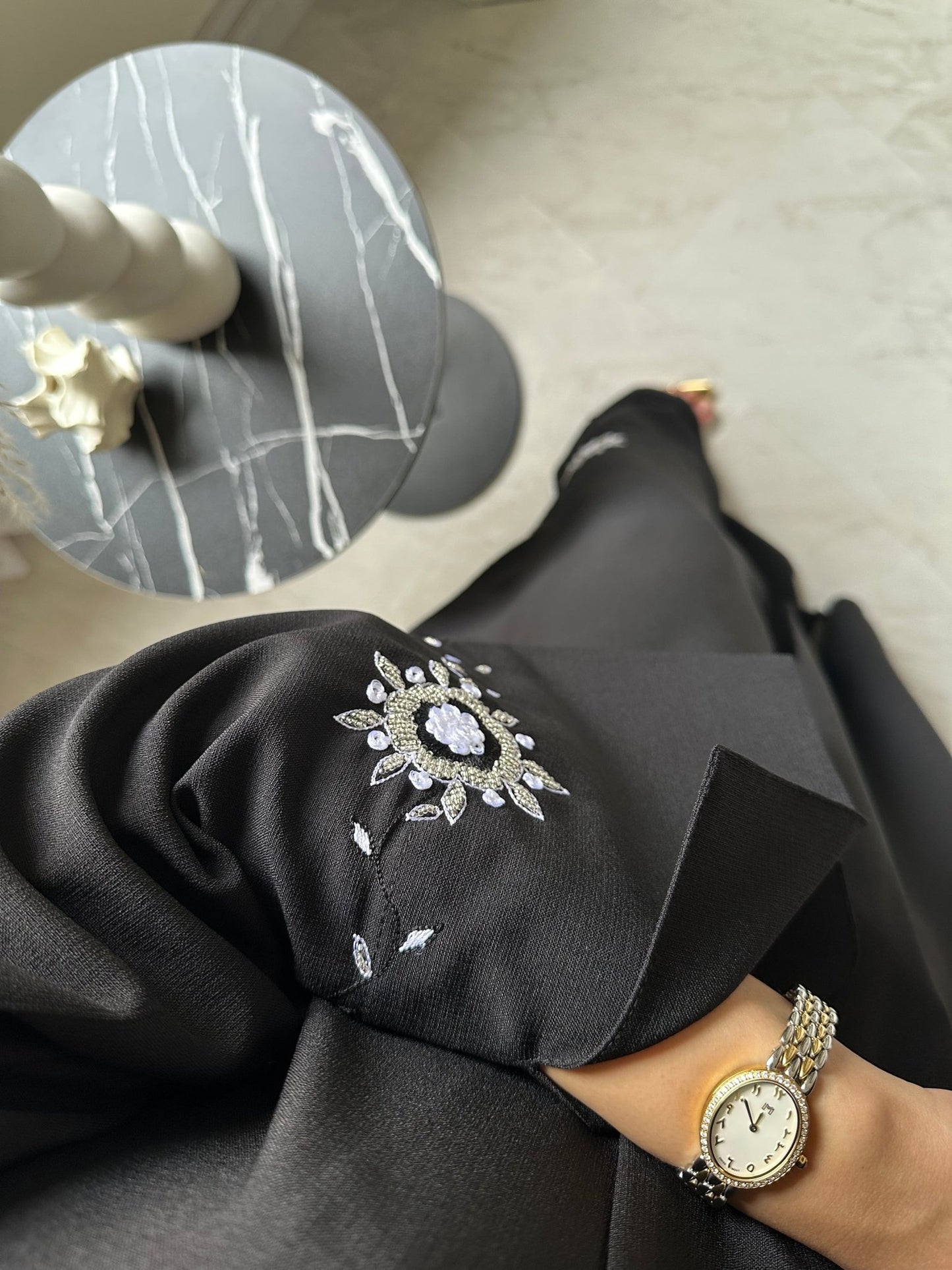 C 0733 Beaded Black Abaya