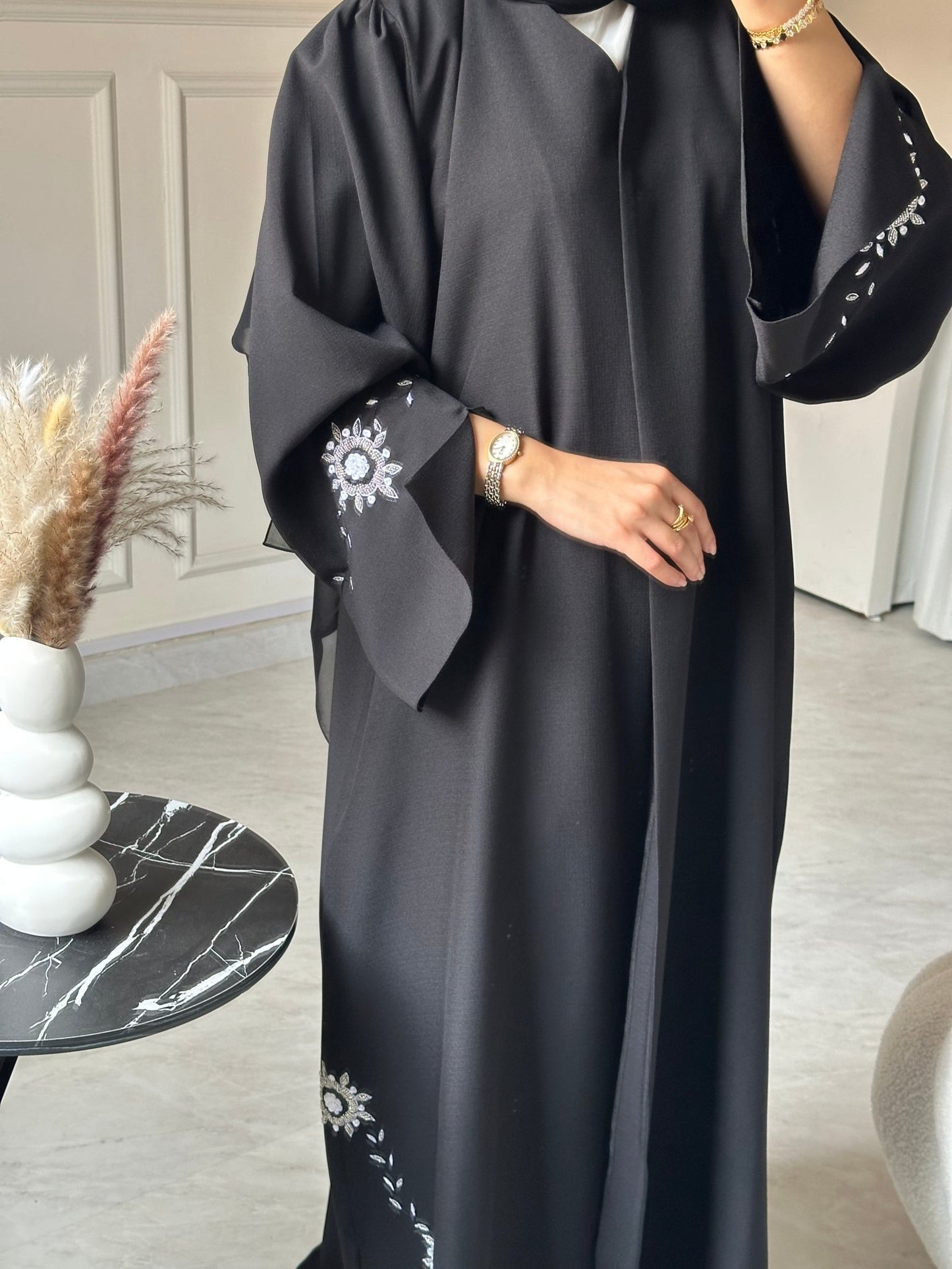 C 0733 Beaded Black Abaya