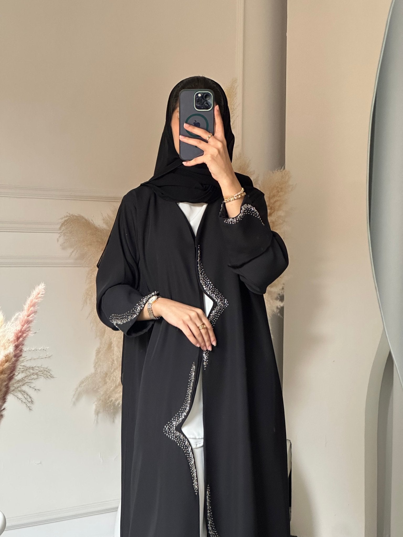 C 0734 Beaded Black Abaya