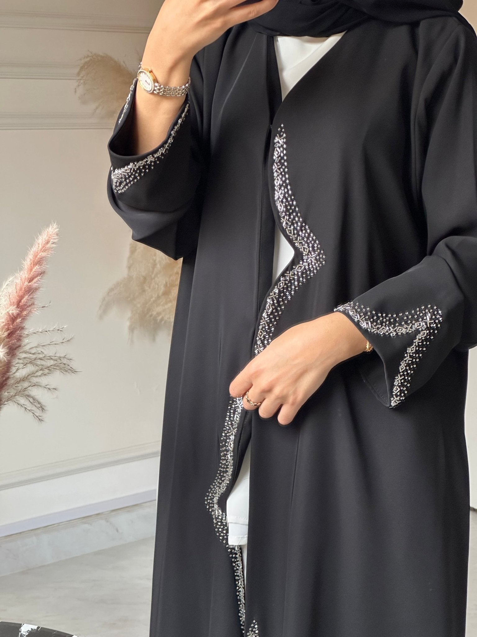 C 0734 Beaded Black Abaya