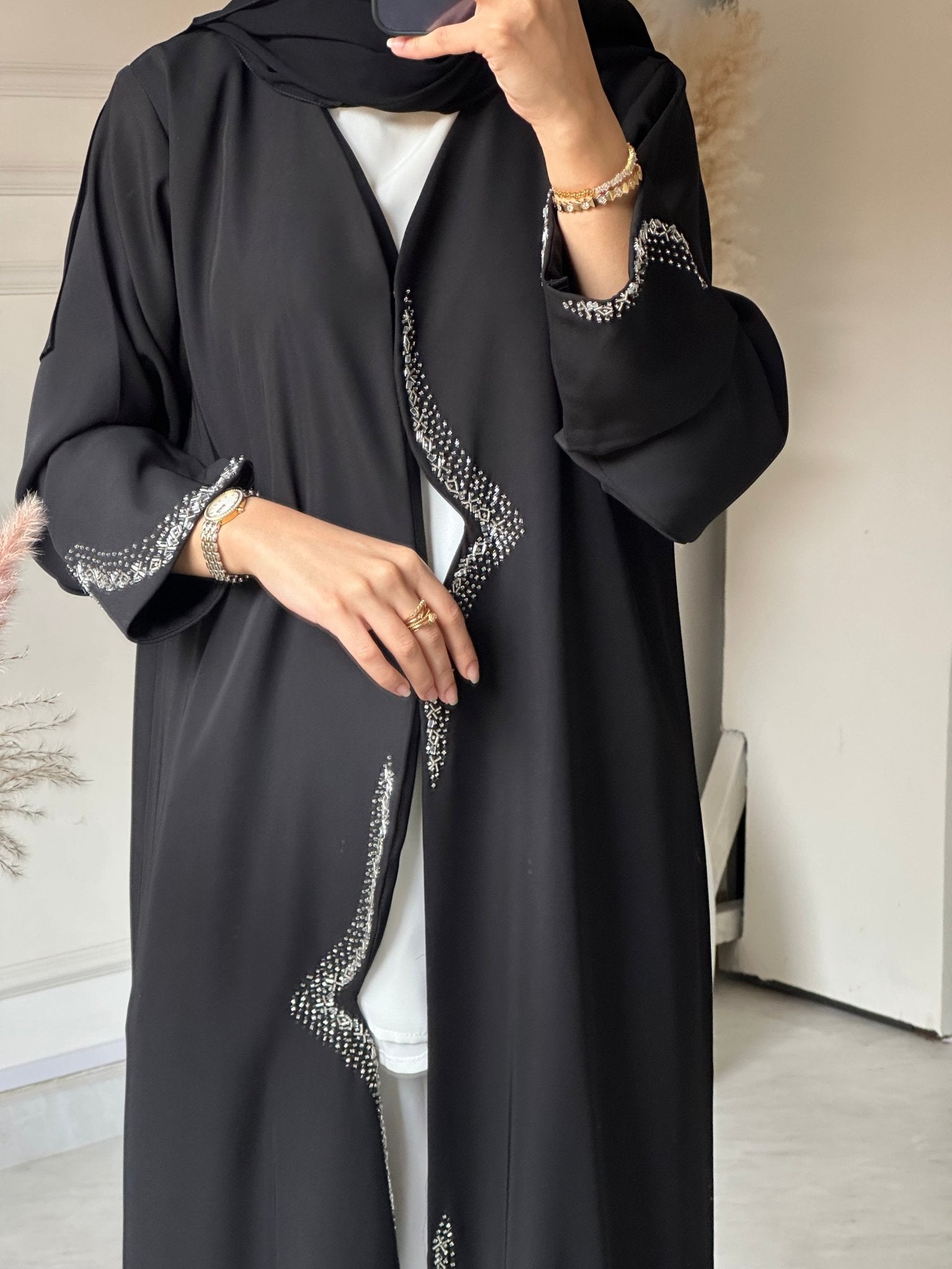 C 0734 Beaded Black Abaya