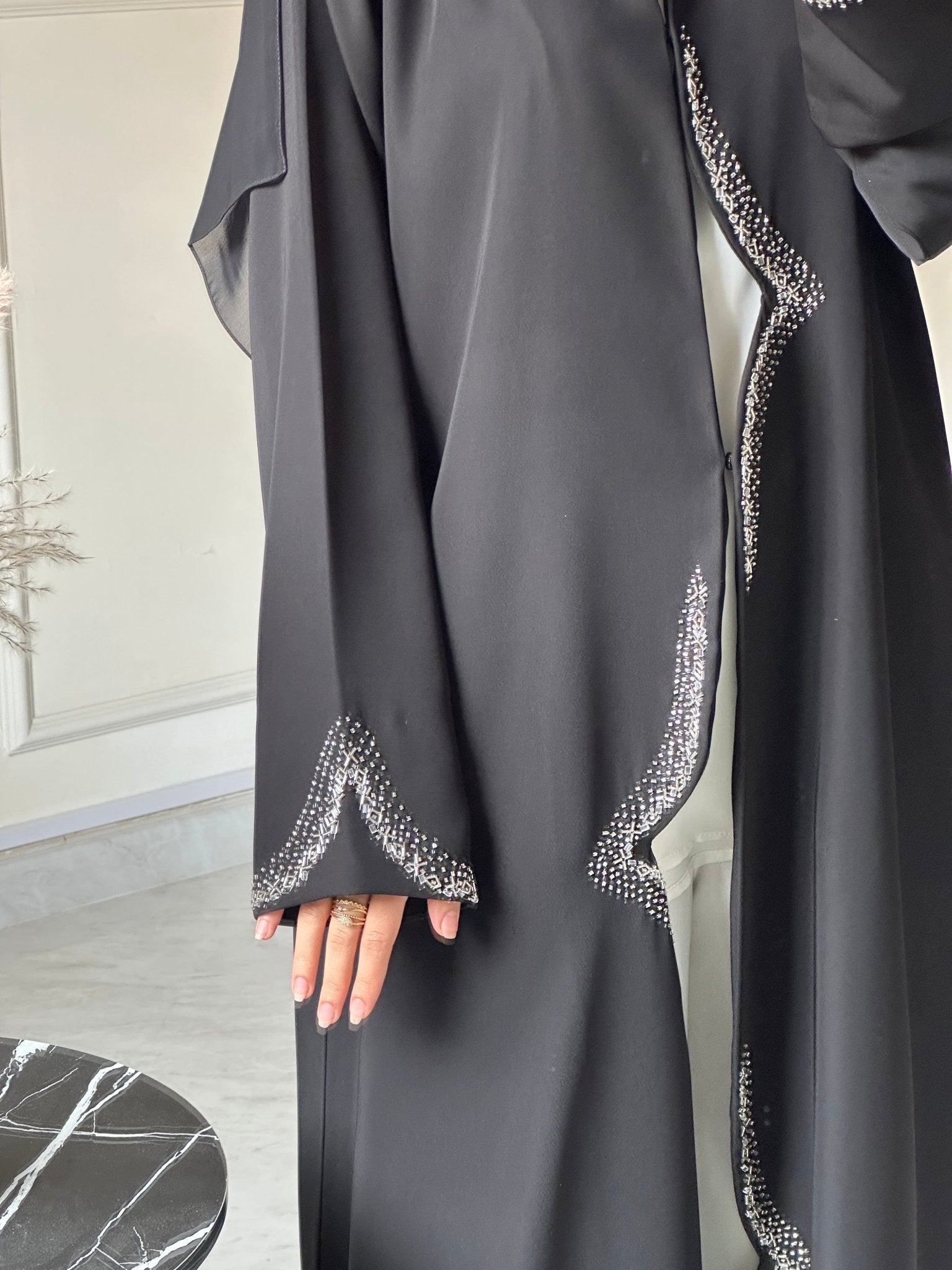 C 0734 Beaded Black Abaya