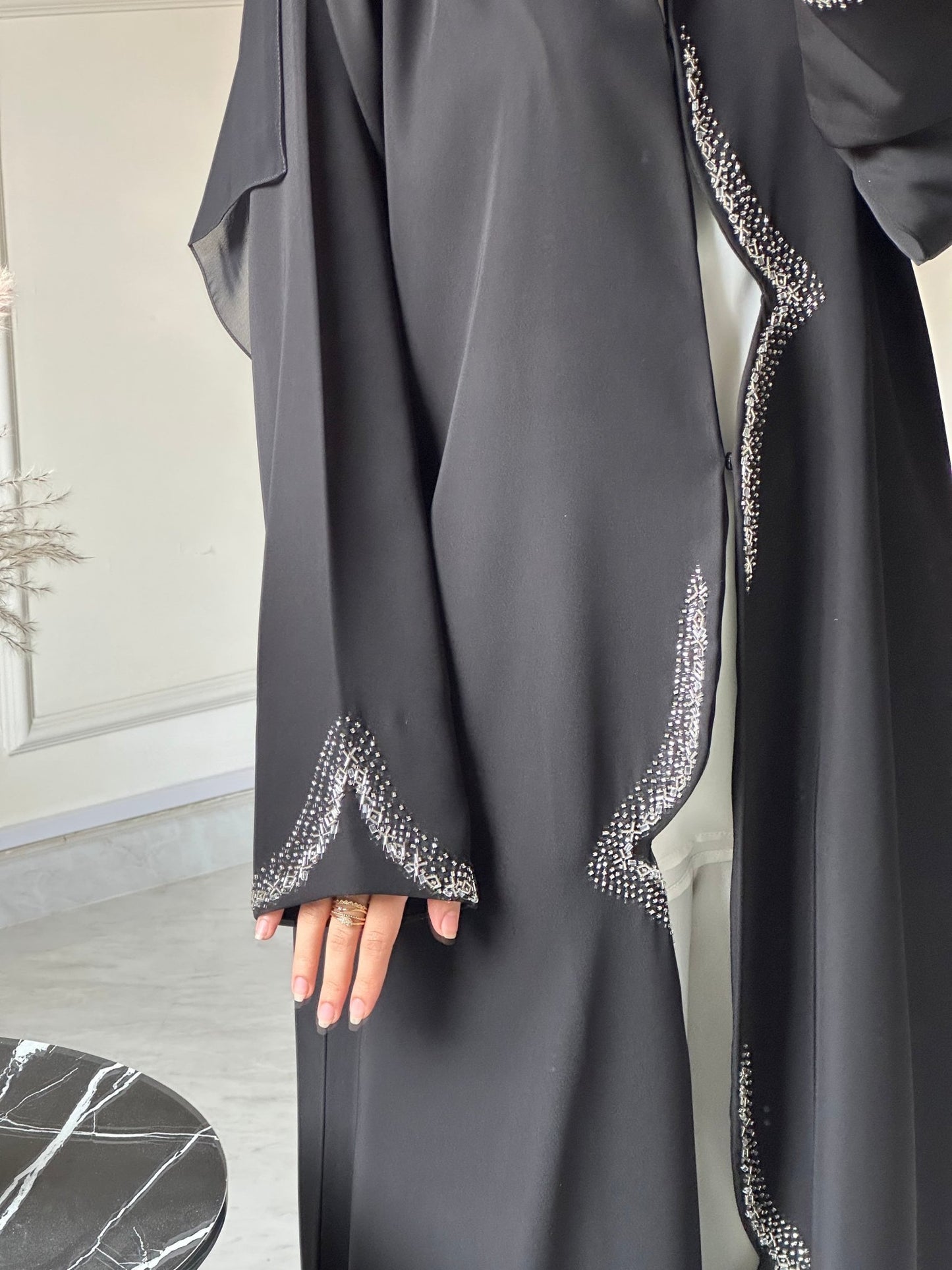 C 0734 Beaded Black Abaya