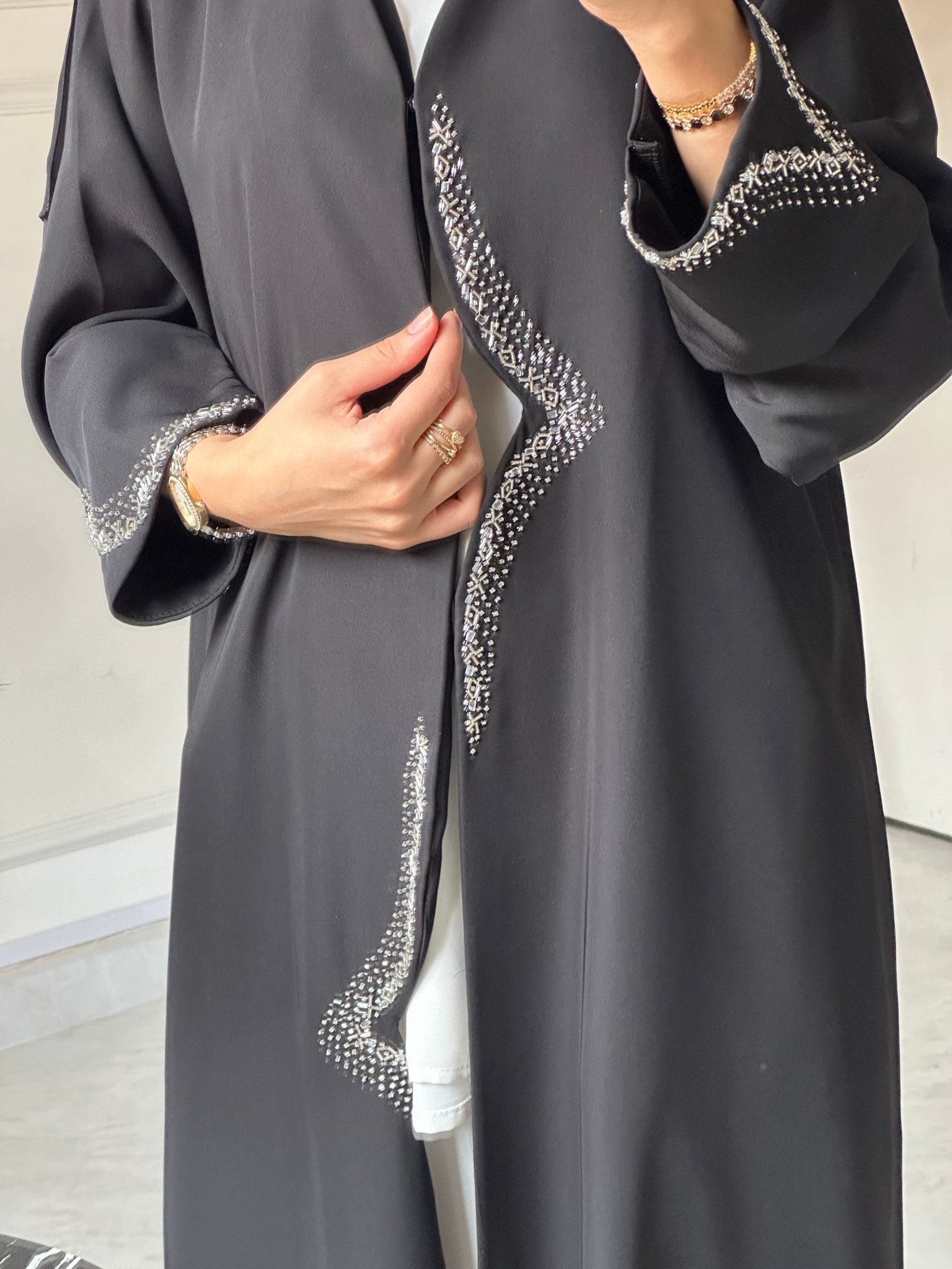 C 0734 Beaded Black Abaya