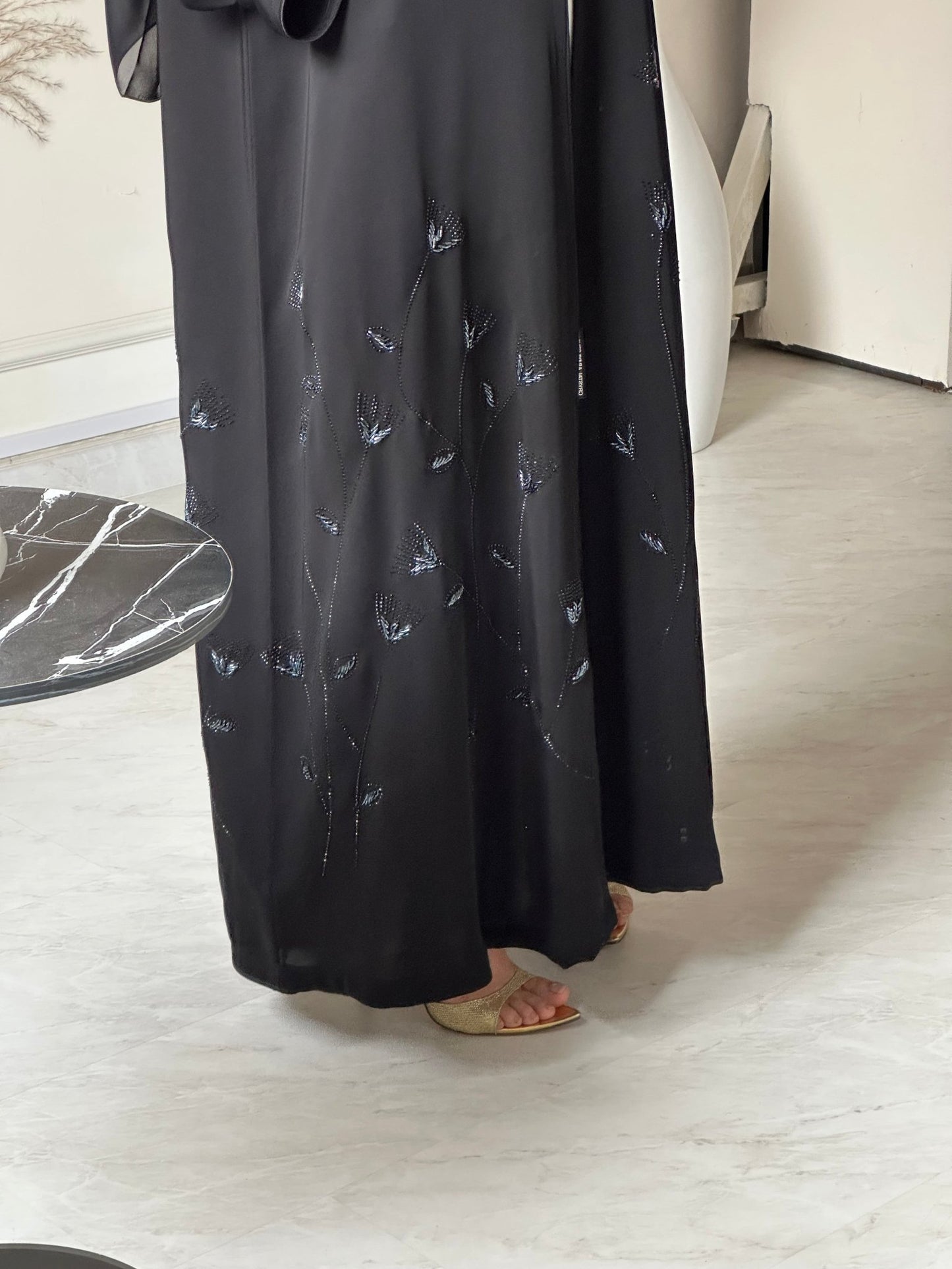 C 0735 Beaded Black Abaya