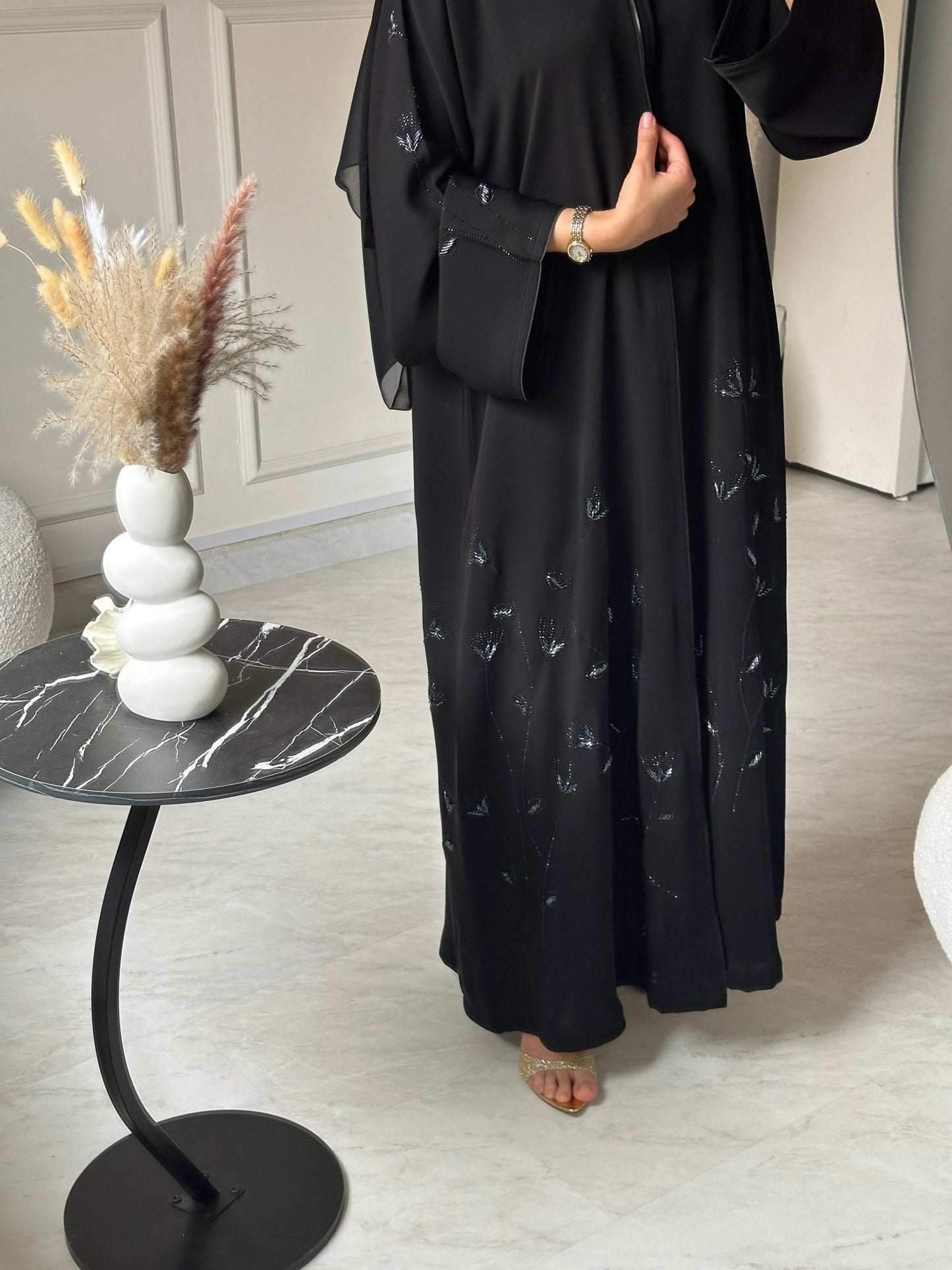 C 0735 Beaded Black Abaya