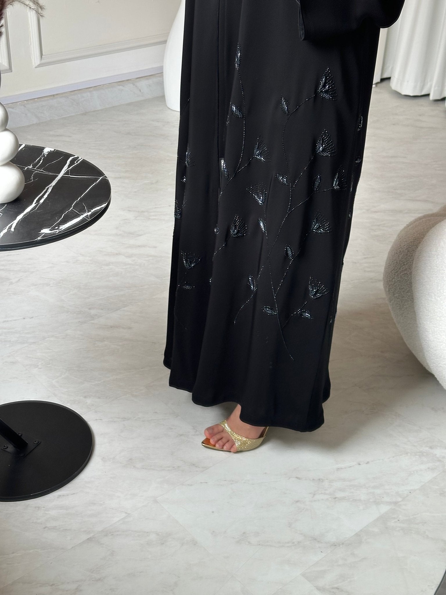 C 0735 Beaded Black Abaya