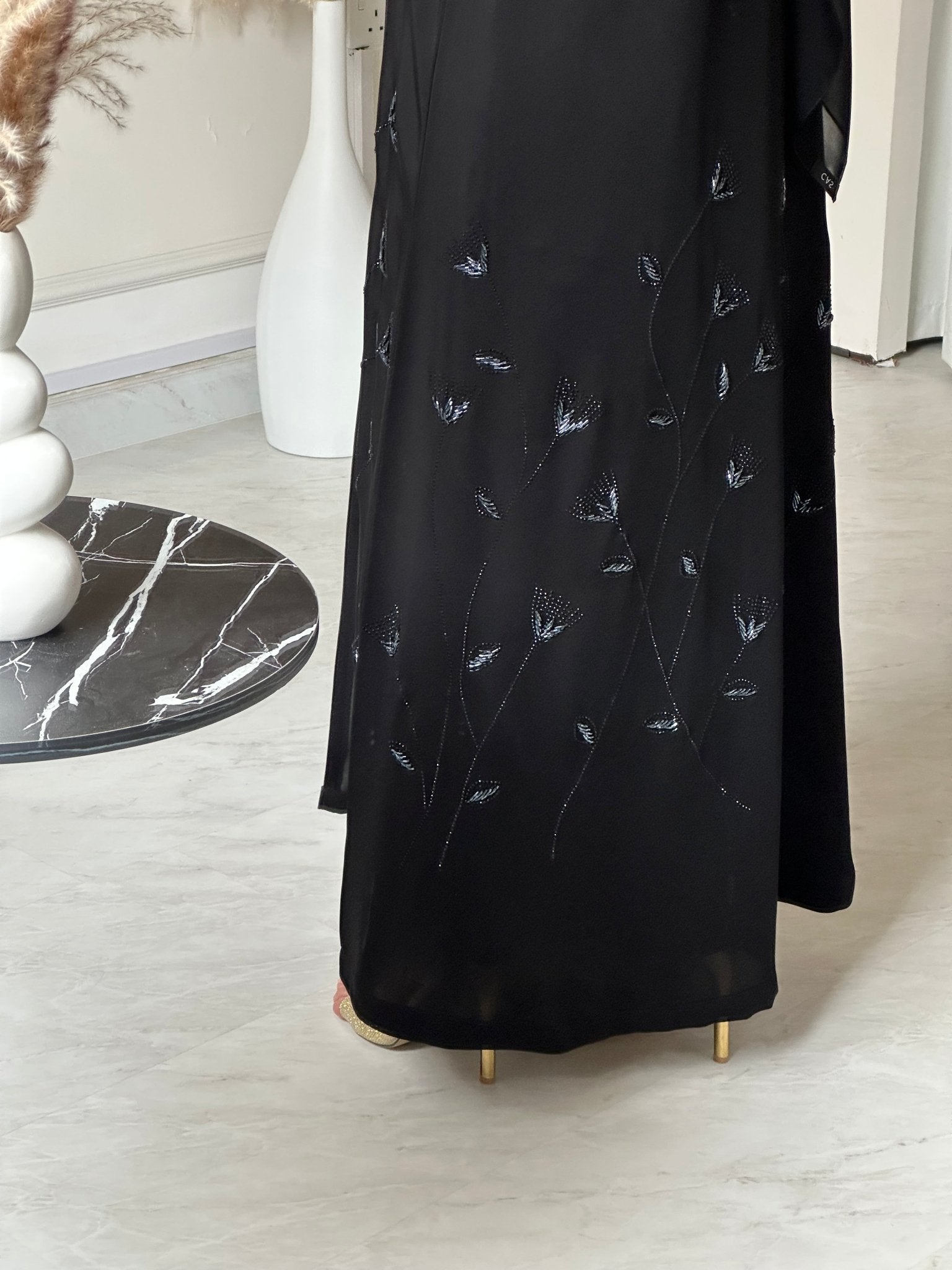 C 0735 Beaded Black Abaya